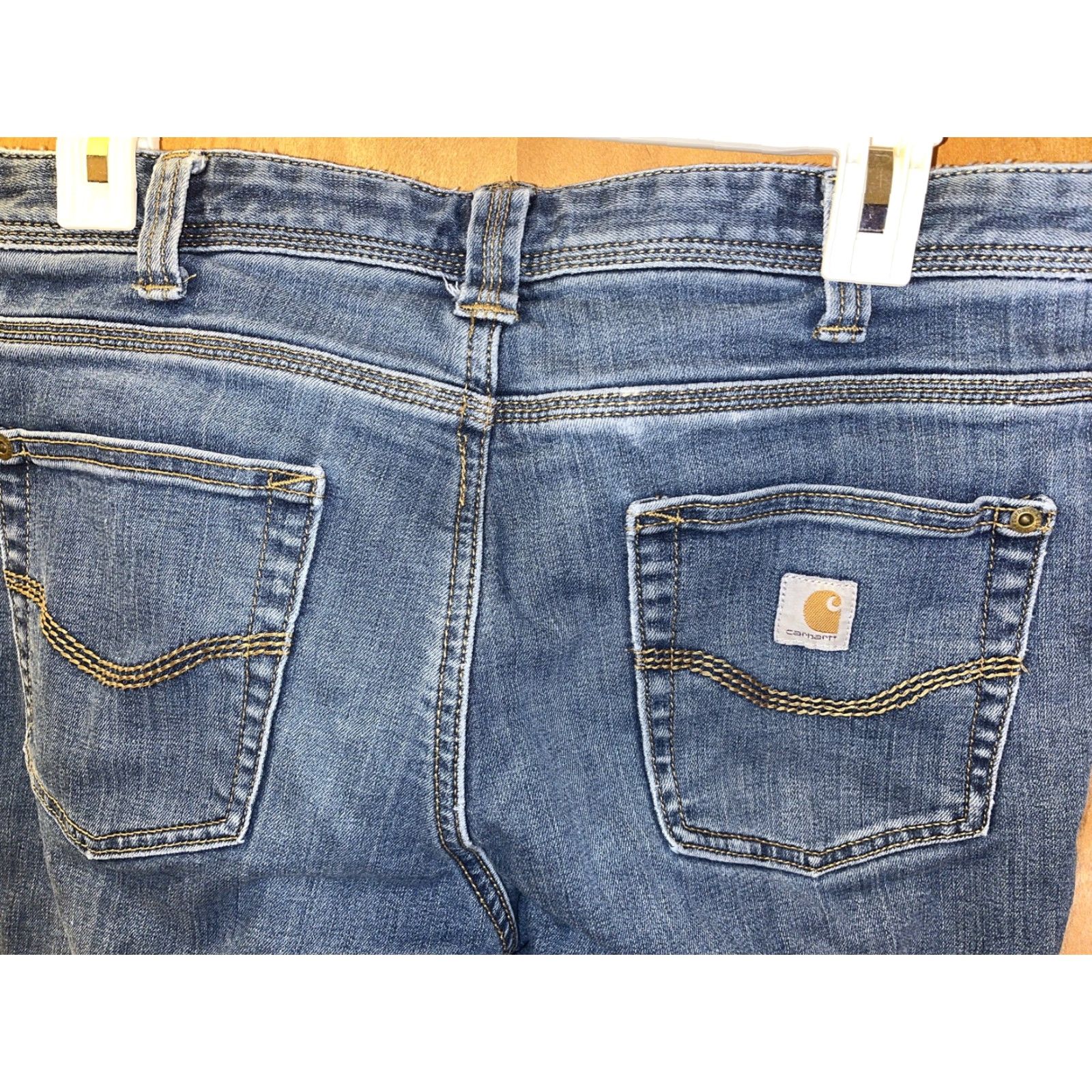 Carhartt Carhartt Women's Jean Pants Size 10 Relaxed Fit Flannel Lined Straight Leg Blue Denim Outdoor Hiking Camping Size 32" / US 10 / IT 46 - 8 Thumbnail