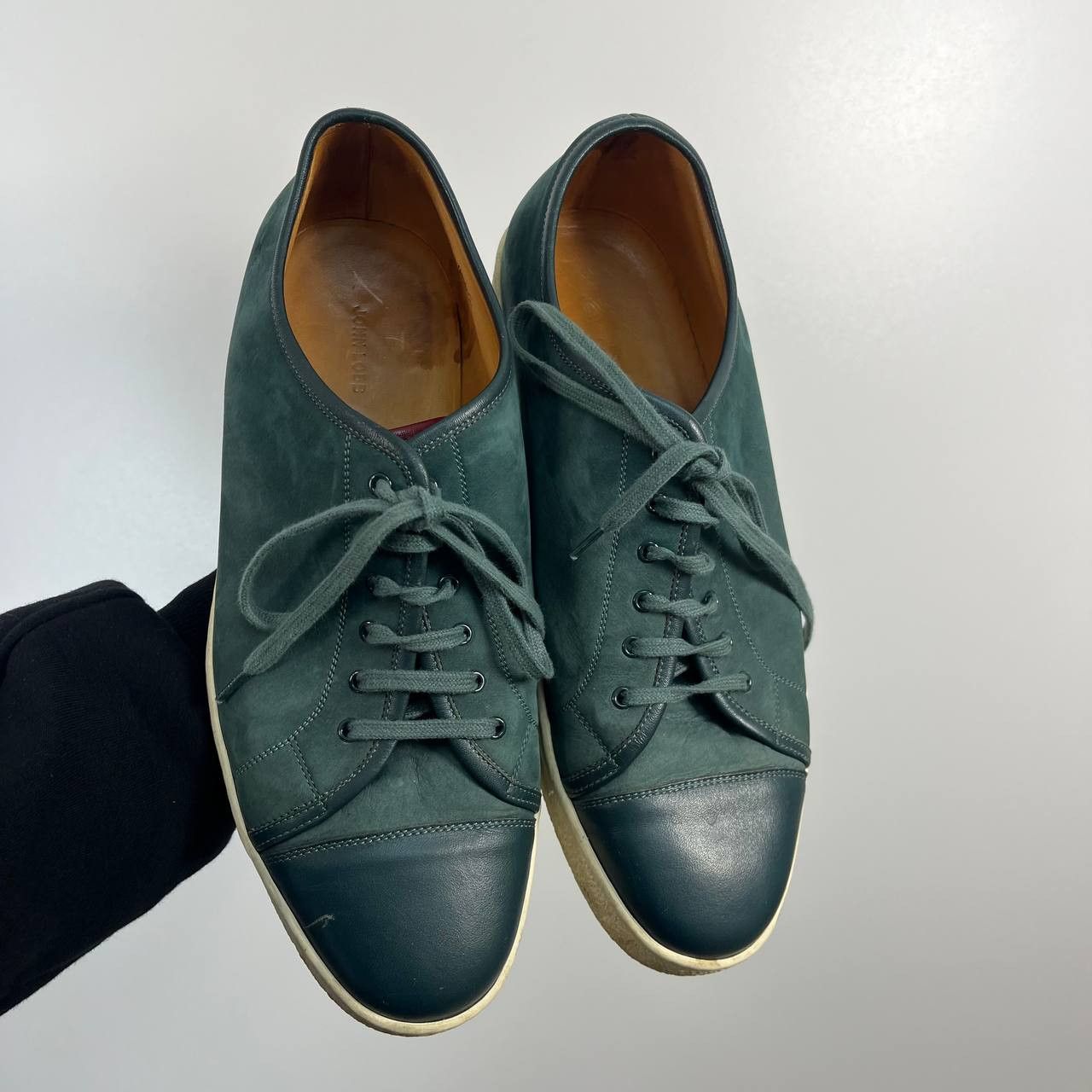 John Lobb John Lobb Green Suede Leather Cap Toe Sneakers Mens Size 9.5 Size US 9.5 / EU 42-43 - 4 Thumbnail