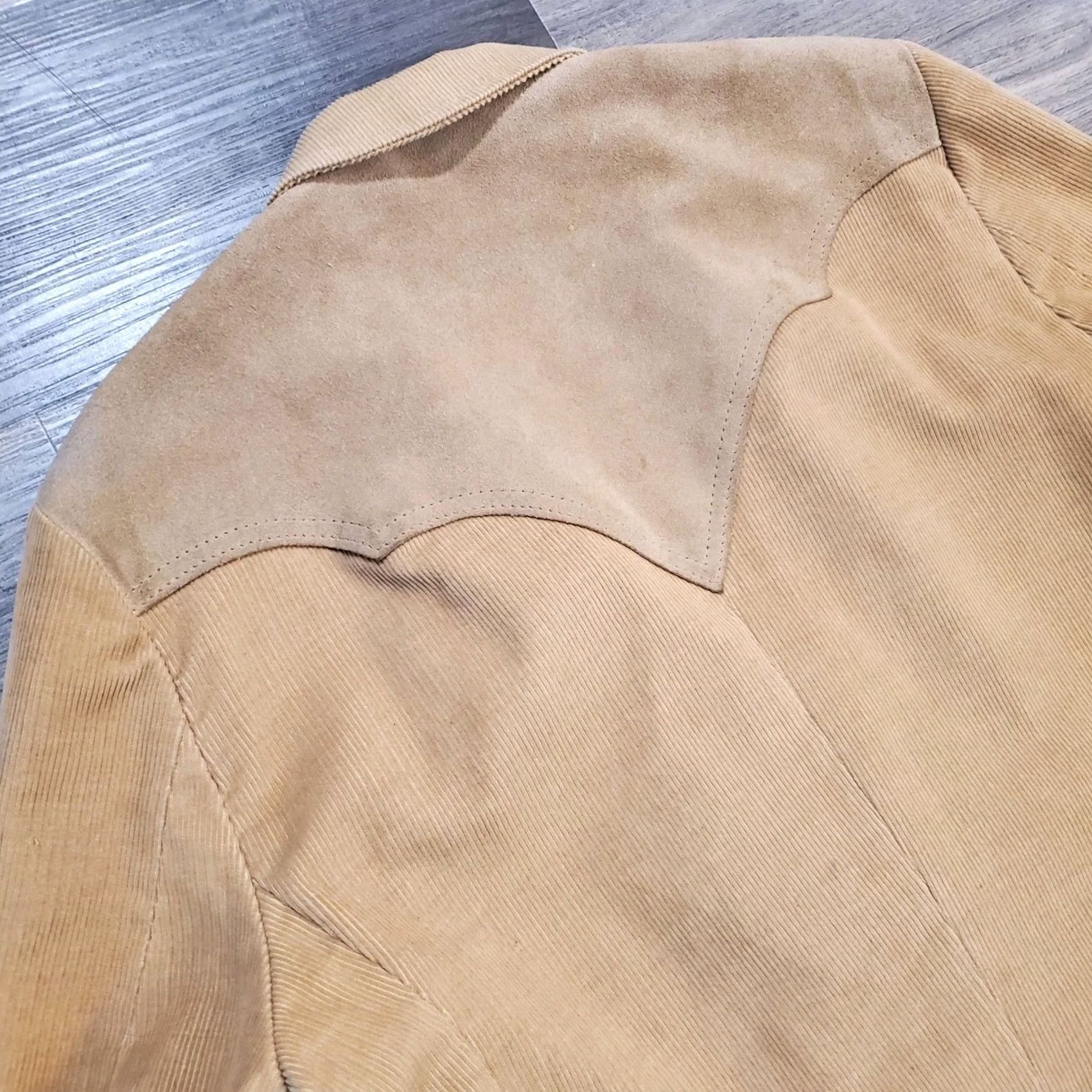 Vintage VINTAGE Pioneer Wear Jacket Mens 46L tan Vtg Corduroy Suede Blazer Western Made USA Size 46R - 6 Thumbnail