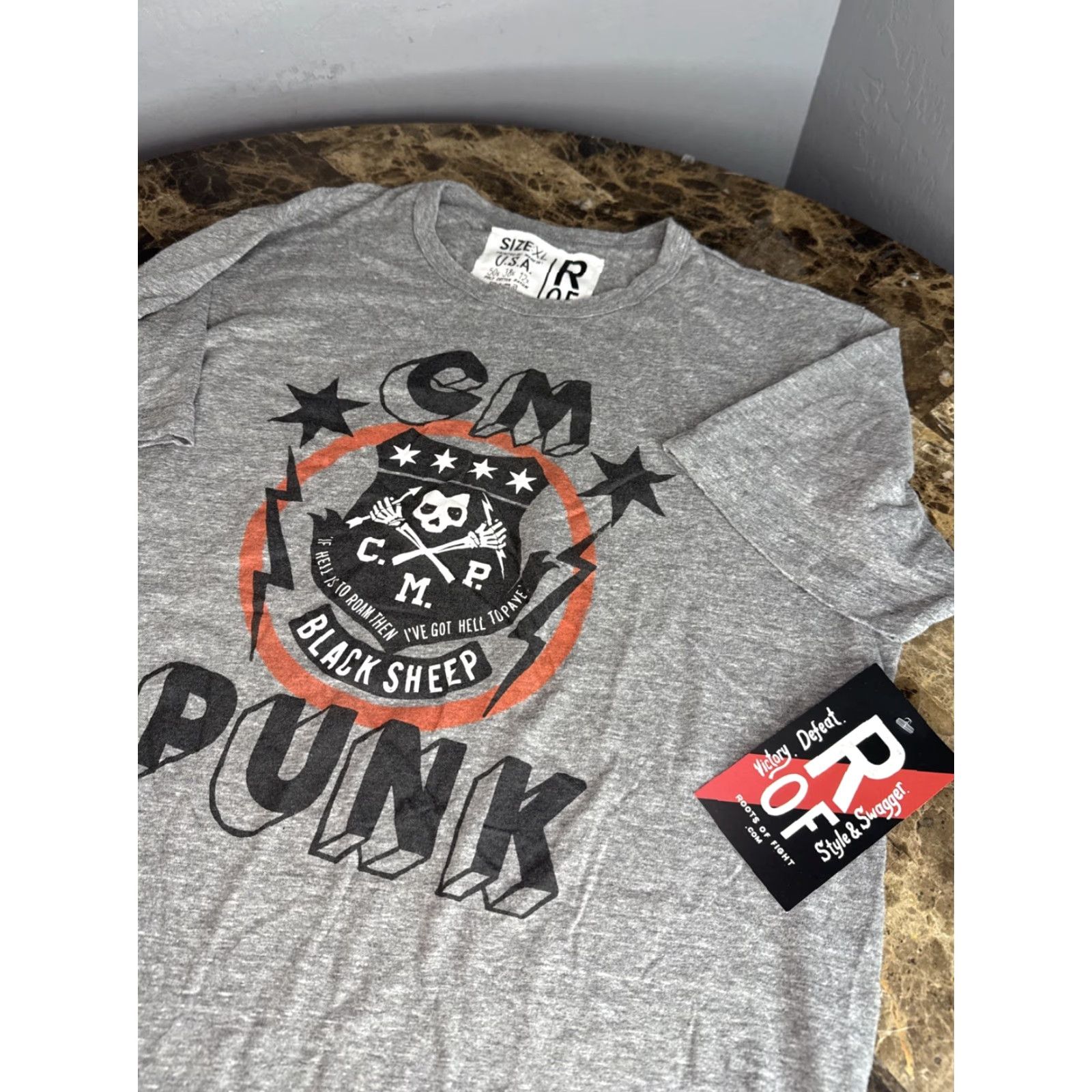 Roots Roots Of Fight CM Punk Black Sheer Gray T Shirt Graphic Tee XL Size Men Regular Sz XL New W Tags Punk Shirt Grey Graphic Tee Mens XL Size US XL / EU 56 / 4 - 3 Thumbnail