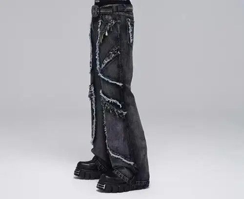 High Sport × Japanese Brand × Ring Of Fire Vintage deconstructed washed distressed fringed jeans Size US 32 / EU 48 - 4 Thumbnail