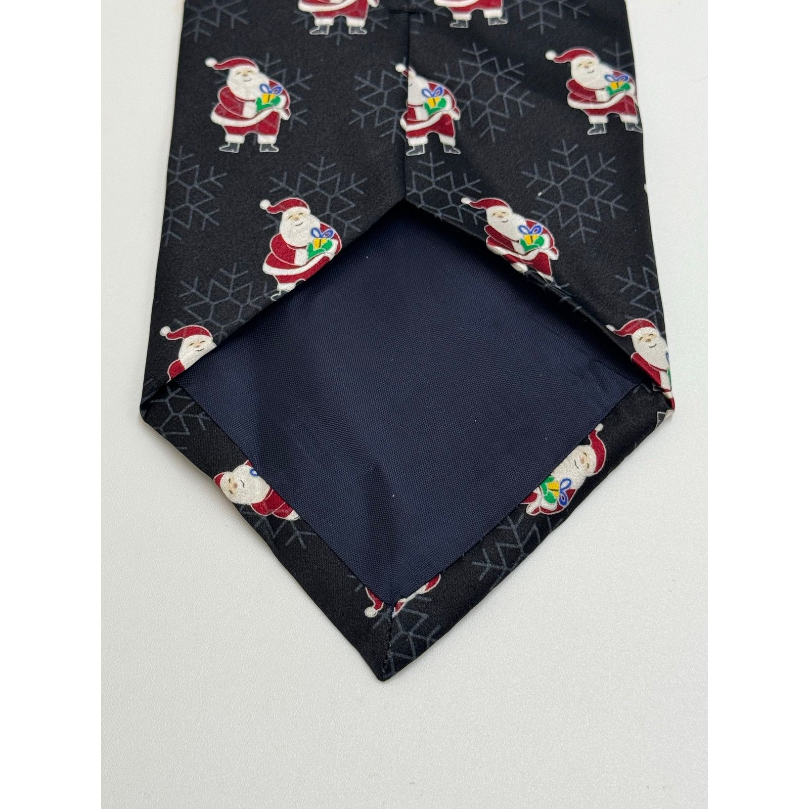 Other FN Hand Sewn Silk Christmas Black Tie Santa Snowflakes Size ONE SIZE - 4 Thumbnail