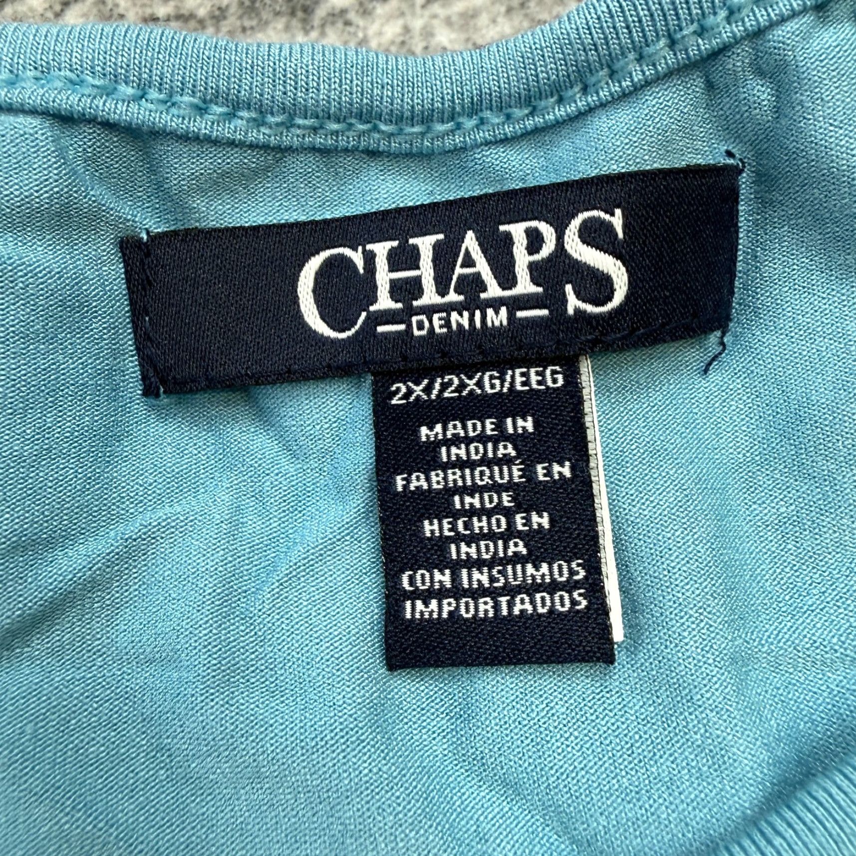 Chaps Chaps Blouse Shirt Women 2X Teal Blue Eyelet Lace Bohemian Knit Crew Neck Short Sleeve Plus Size Modern Casual Mens Womens Size XXL / US 16-18 / IT 52-54 - 3 Thumbnail