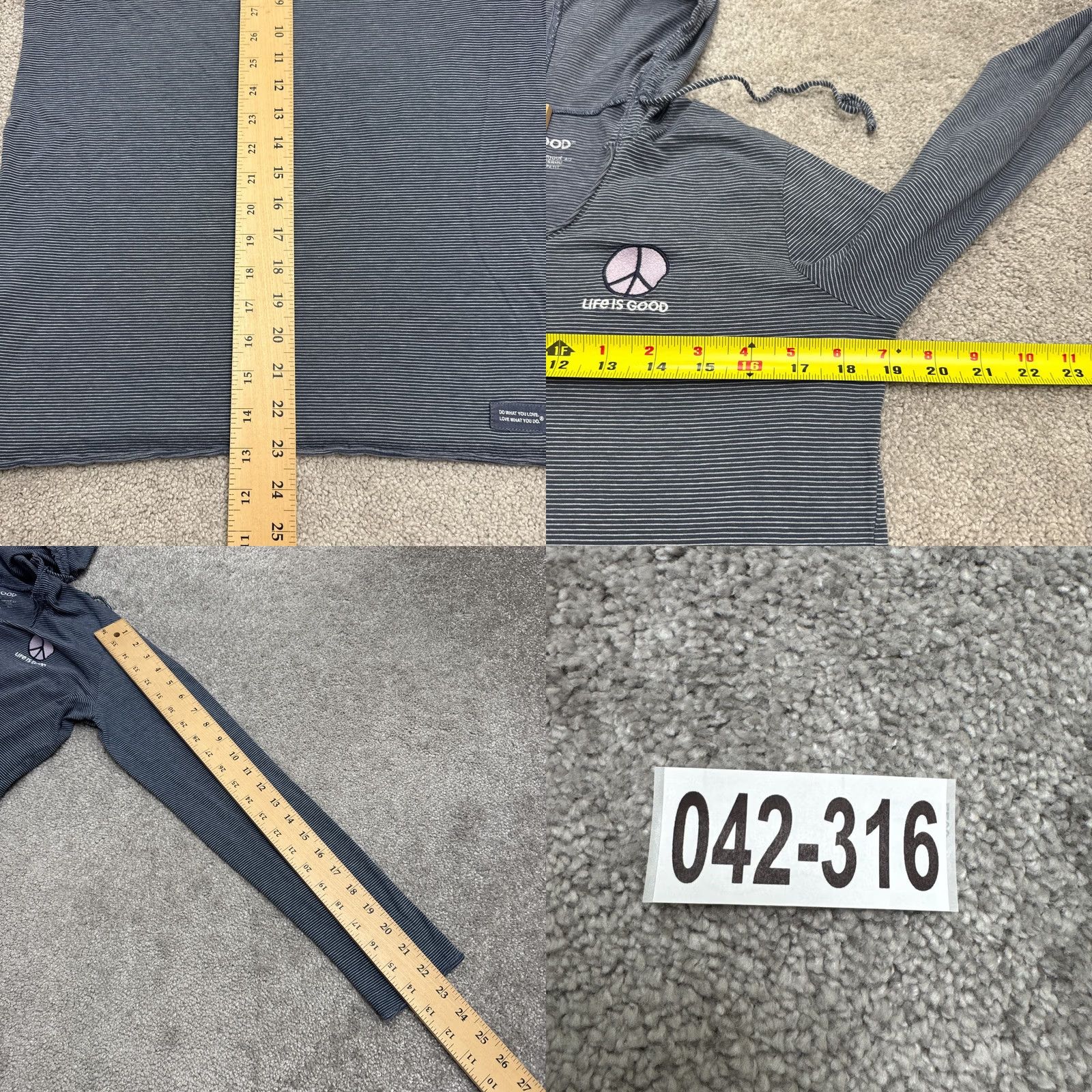 Life is Good Life is Good Striped Crusher Lite Peace Hoodie Shirt PS Blue Cotton Top Size S / US 4 / IT 40 - 9 Thumbnail