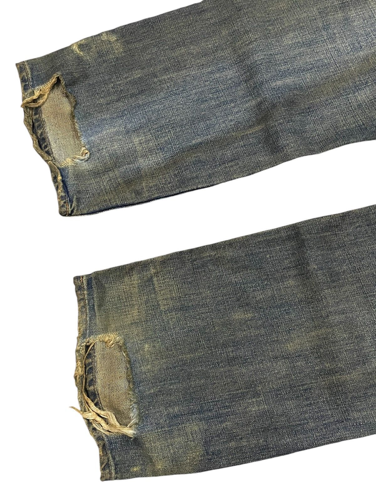 20471120 × 5351 POUR LES HOMMES × Hysteric Glamour Boro 🇯🇵 Brand Heavy Stitched Repaired Distressed Mud Jeans Size US 34 / EU 50 - 15 Thumbnail