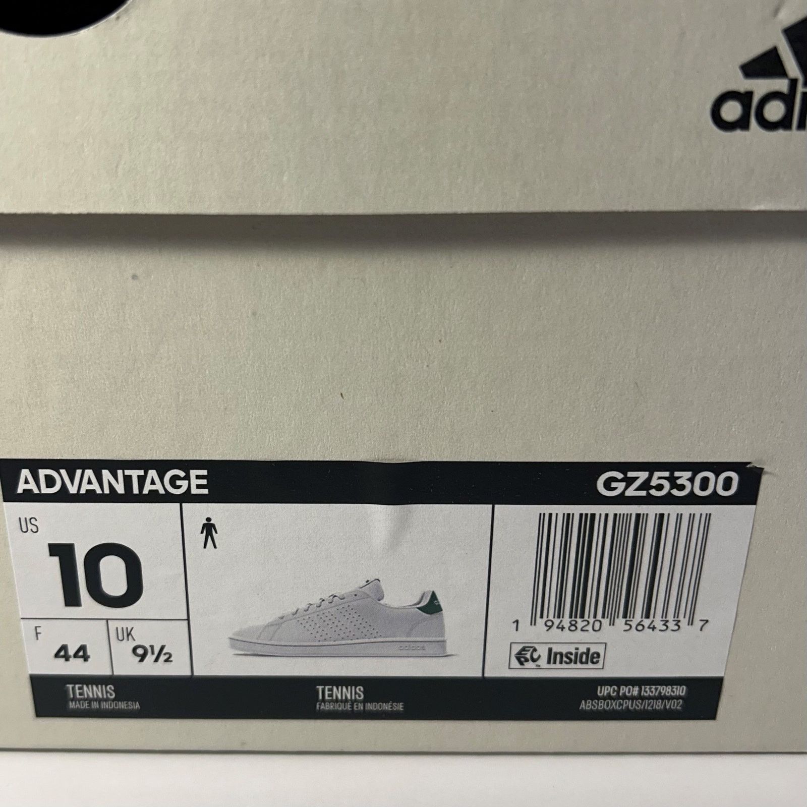 Adidas Mens Adidas Advantage Cloudfoam White/Green Size 10 GZ5300 Size US 10 / EU 43 - 10 Thumbnail