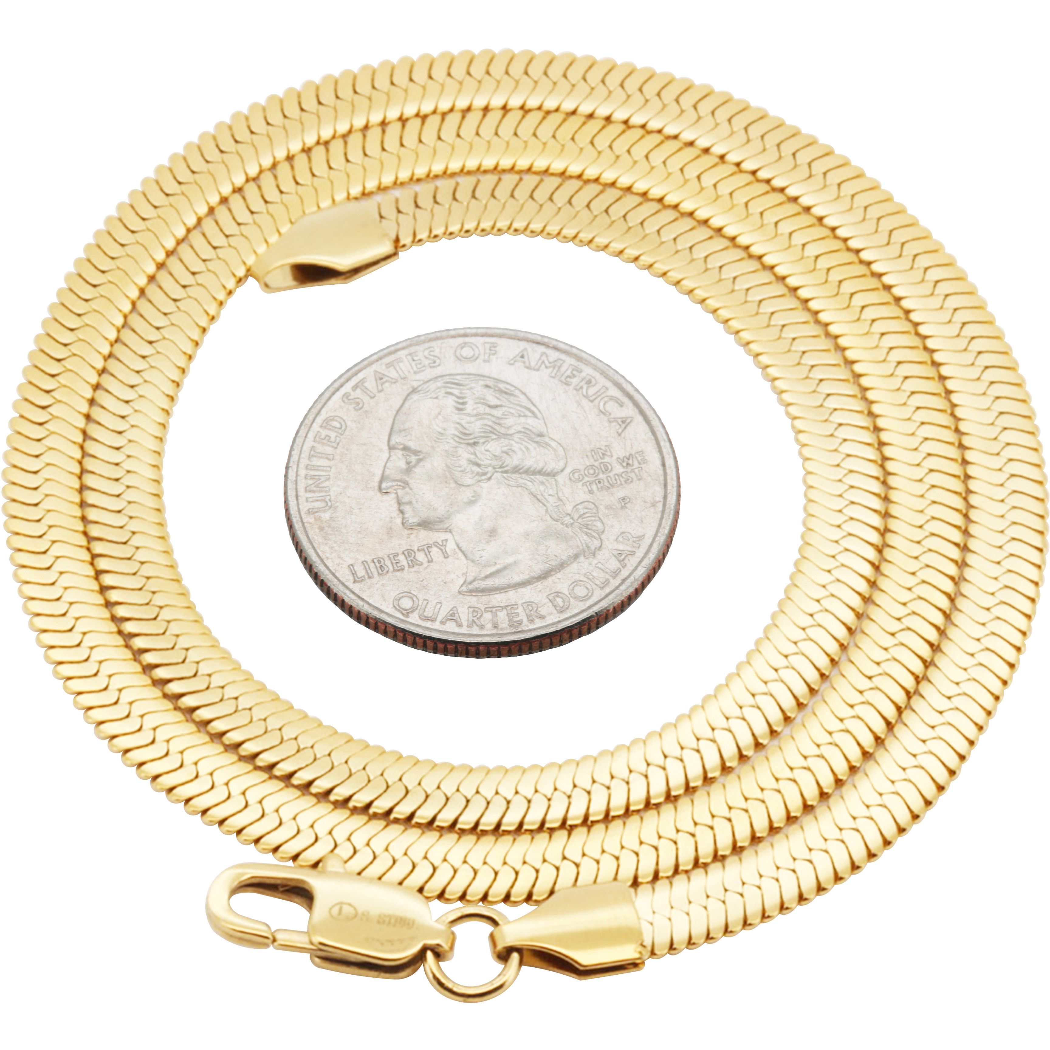 Other 316L SS 18k Gold Plated 5mm Herringbone Chain Necklace 18” Size ONE SIZE - 2 Thumbnail