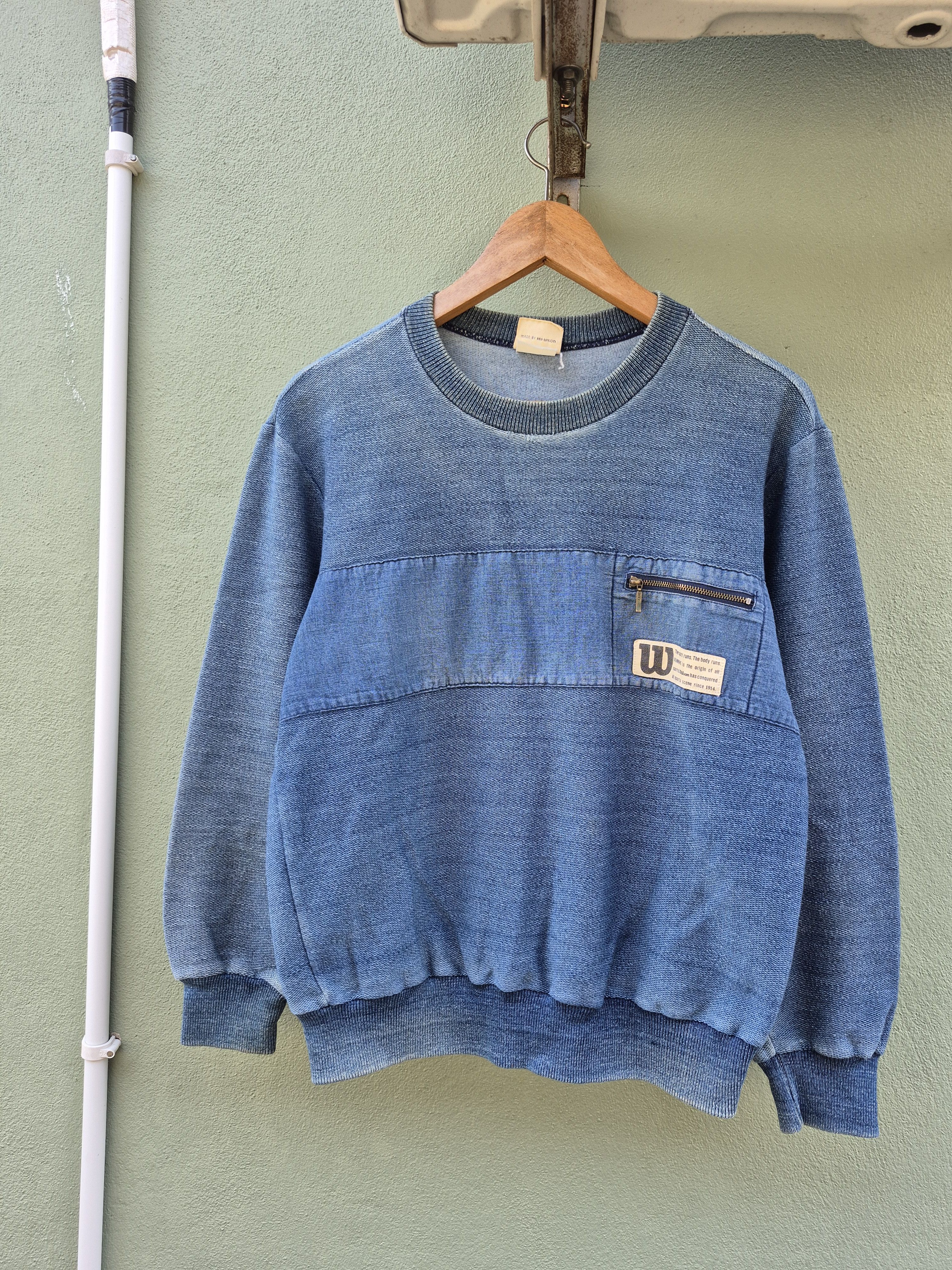 Vintage × Wilson 🔥 Vintage Wilson Cotton Denim Sweater Sweatshirt 80s 90s Size US M / EU 48-50 / 2 - 1 Thumbnail