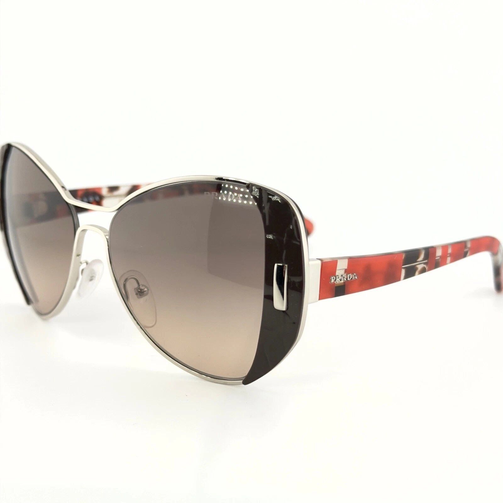 Prada PRADA 60S MOD Geometric PR60SS Brown Silver Red Metal 60SS Size ONE SIZE - 7 Thumbnail