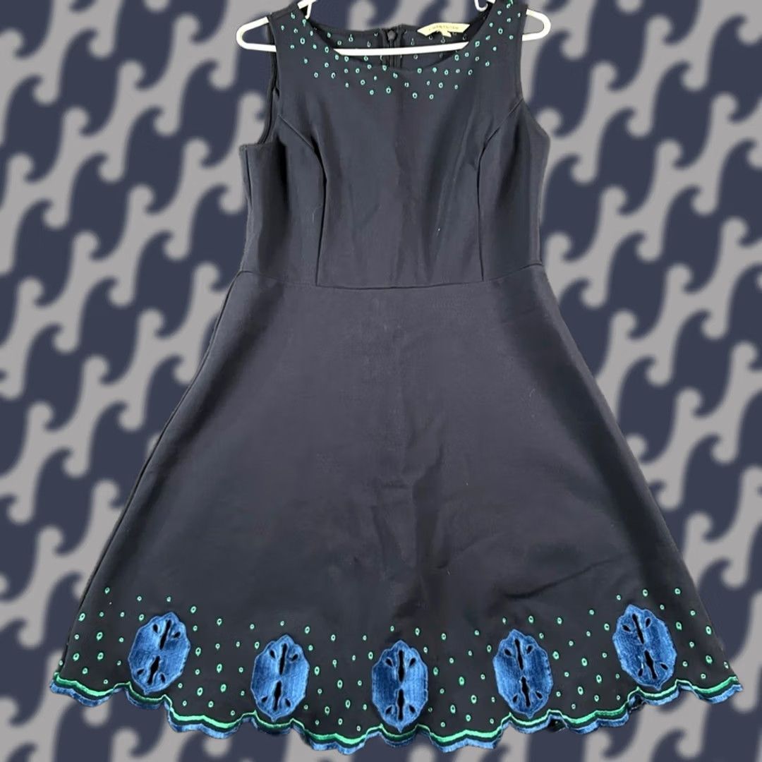 Vintage 41 Hawthorn Navy Blue Embroidered A-Line Midi Dress Flare Size M Size M / US 6-8 / IT 42-44 - 1 Thumbnail