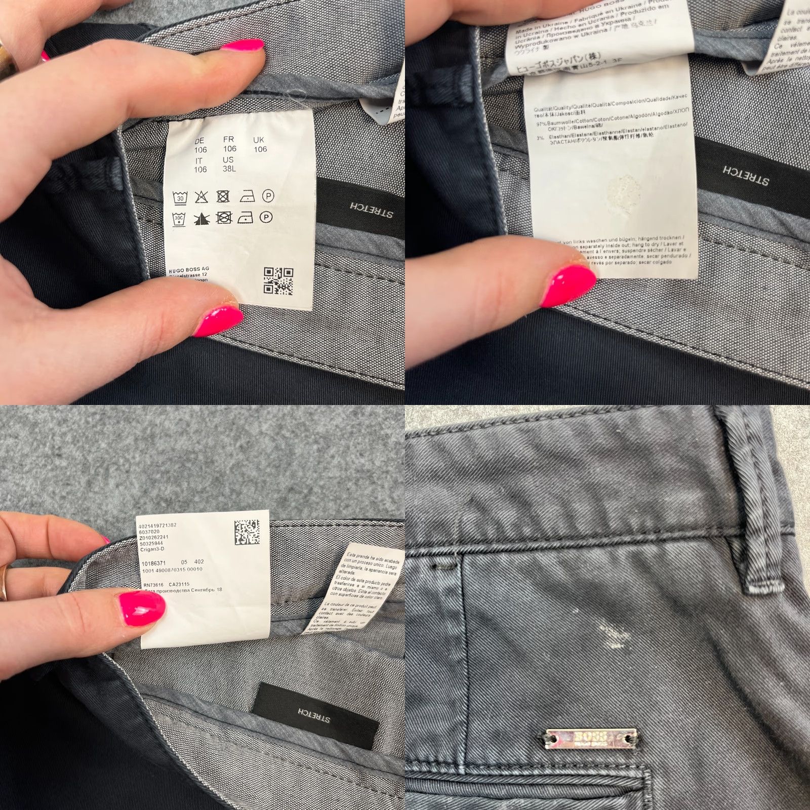 Vintage Hugo Boss Mens Chino Trousers Pants Straight 36 34 Charcoal Grey Stretch Crigan Size US 36 / EU 52 - 8 Thumbnail