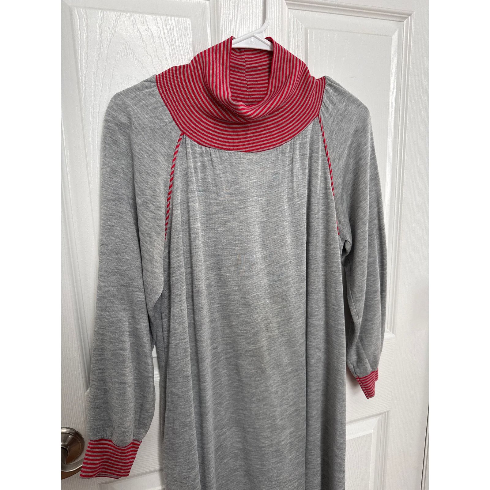 Vintage American Vtg Sears JR Bazaar turtleneck maxi dress gray red Size M / US 6-8 / IT 42-44 - 10 Thumbnail