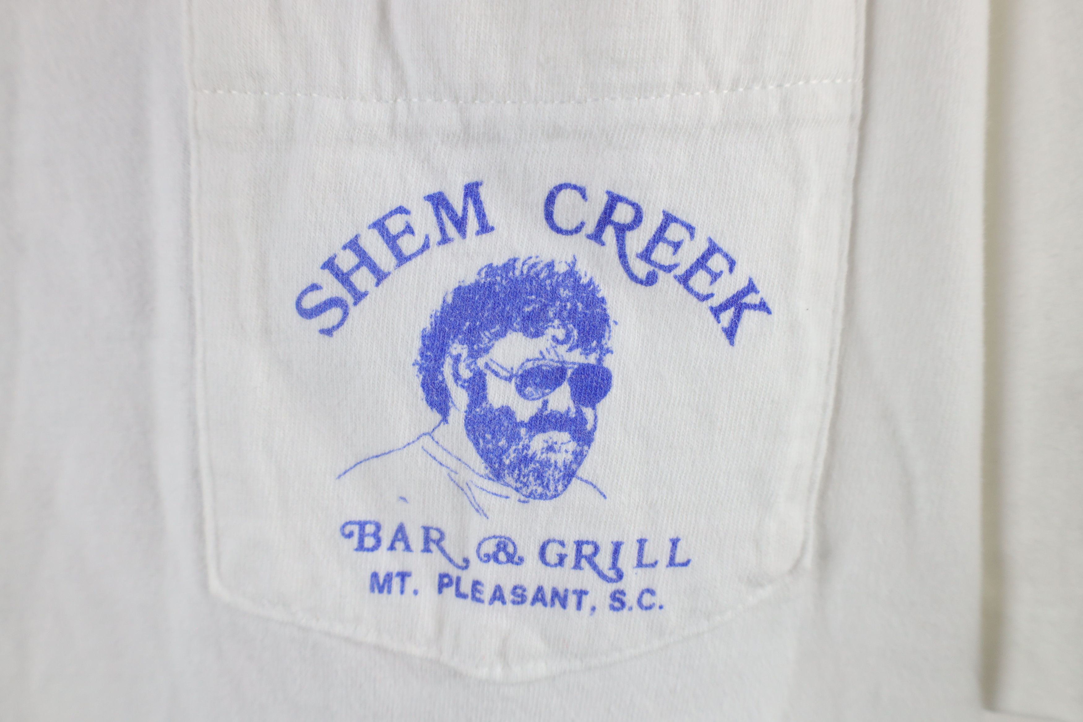 Vintage Vintage 90s Shem Creek Bar & Grill Pocket T-Shirt White USA Size US XL / EU 56 / 4 - 4 Thumbnail