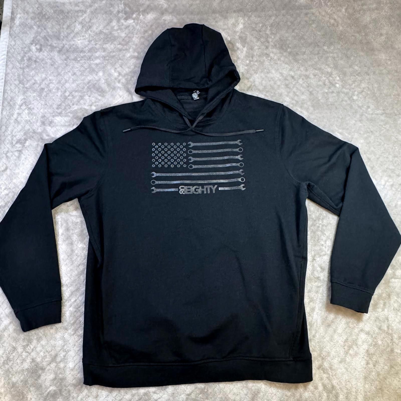 Designer Black Hoodie Men's Large Flag USA Patriotic Tools Mechanic Size US L / EU 52-54 / 3 - 4 Thumbnail