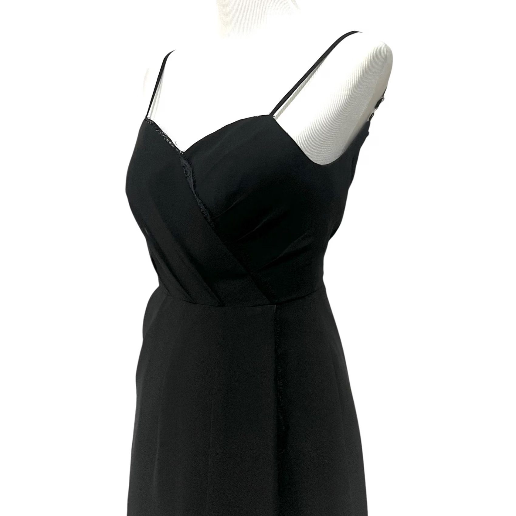 Vintage AZAZIE Black Formal Maxi Chiffon V-Neck Spaghetti Strap Leg Slit Sz 0 Dress Womens Size XS / US 0-2 / IT 36-38 - 4 Thumbnail