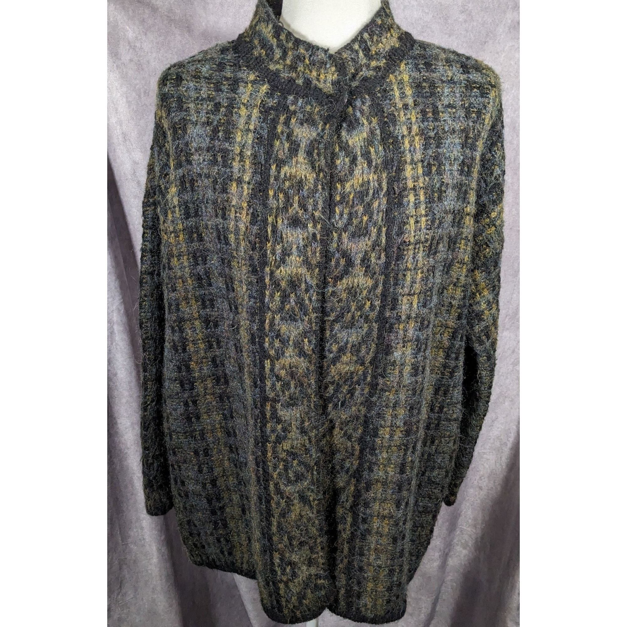 Other Vintage Lineamaglia Italian Alpaca Mohair Earth Tone Cardiga Size L / US 10 / IT 46 - 6 Thumbnail
