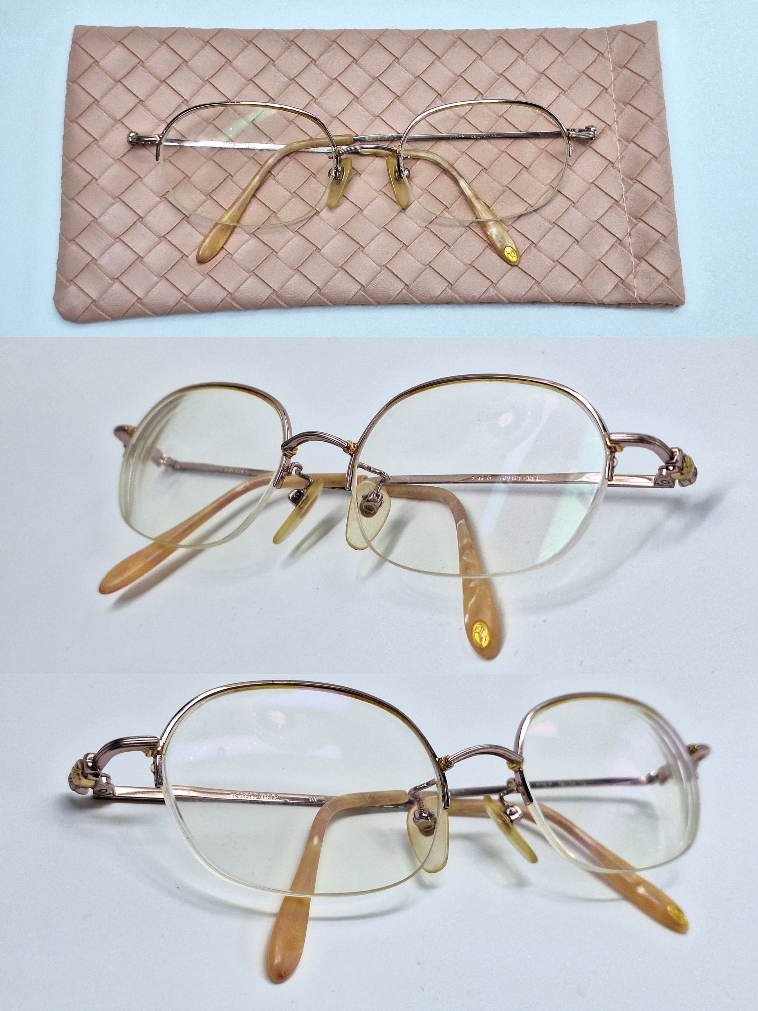 KIJIMA TAKAYUKI KIMIJIMA 111 T-Ti-P Pink Gold Half-Rim Vintage Eyeglass Size ONE SIZE - 5 Thumbnail