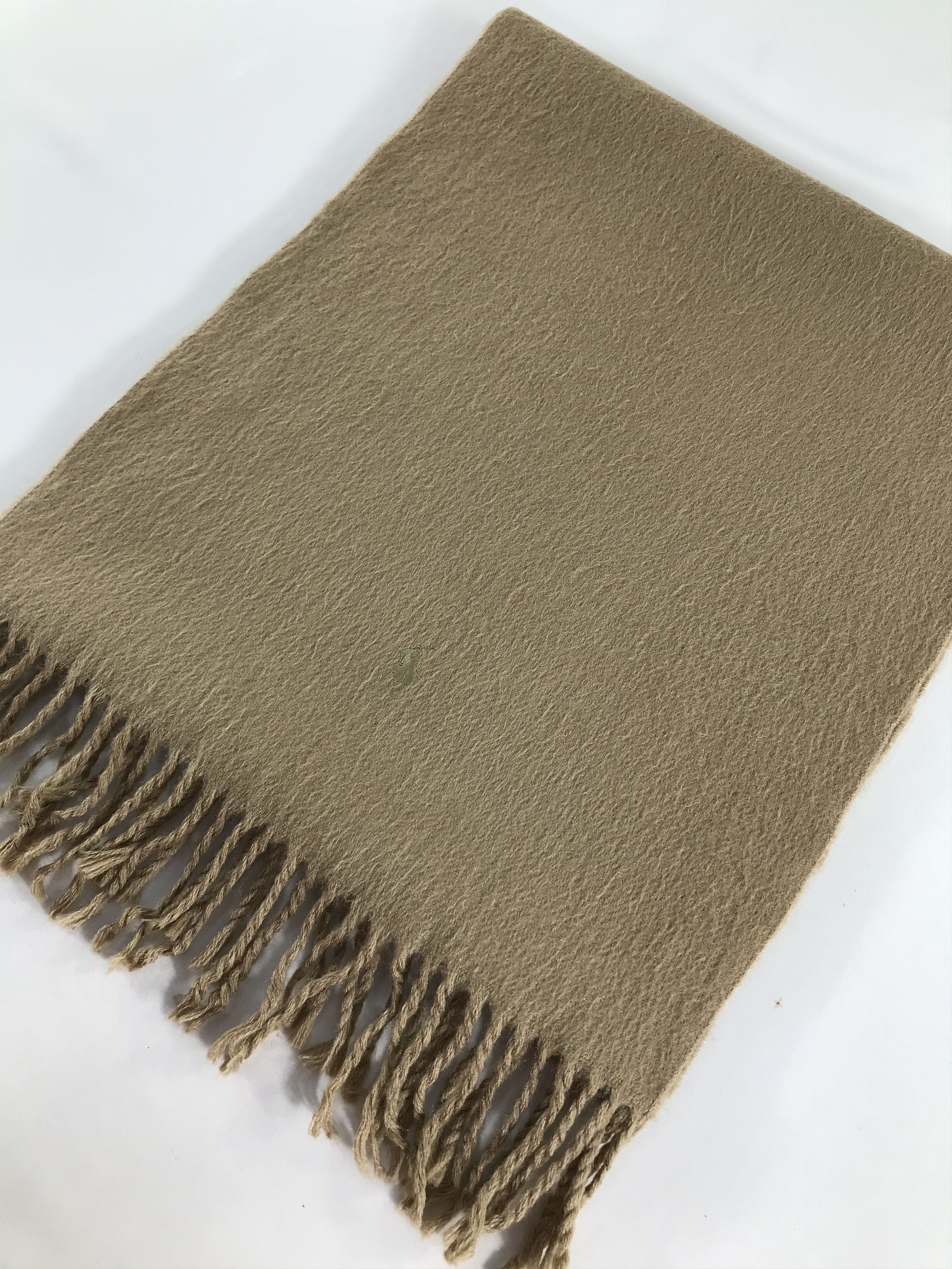 Ralph Lauren Ralph Lauren Plain Tan Wool Scarf Muffler V477 Size ONE SIZE - 3 Thumbnail