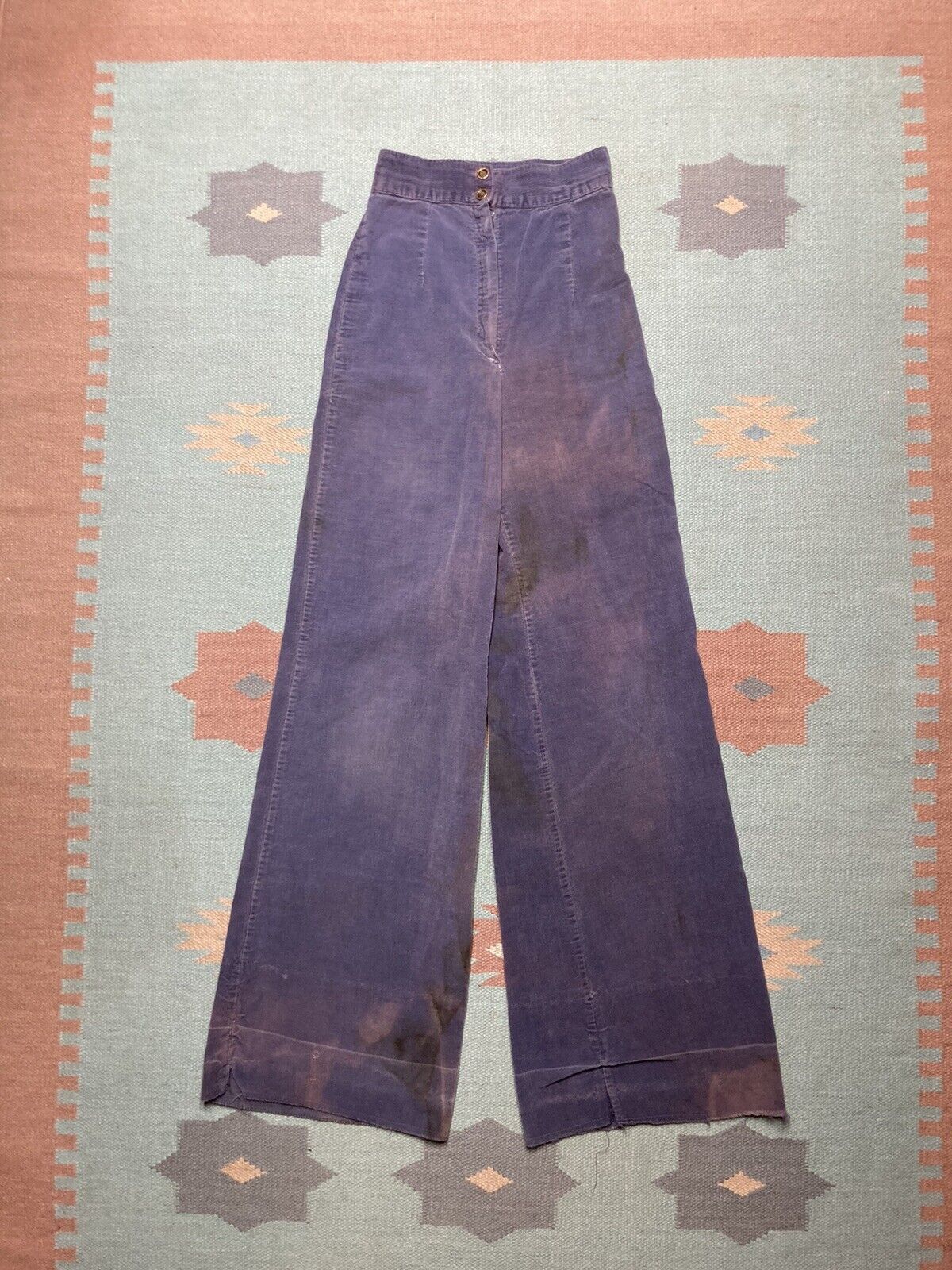 Vintage 70s corduroy bell bottoms elephant flare pants faded 22x33 Size 22" - 1 Thumbnail