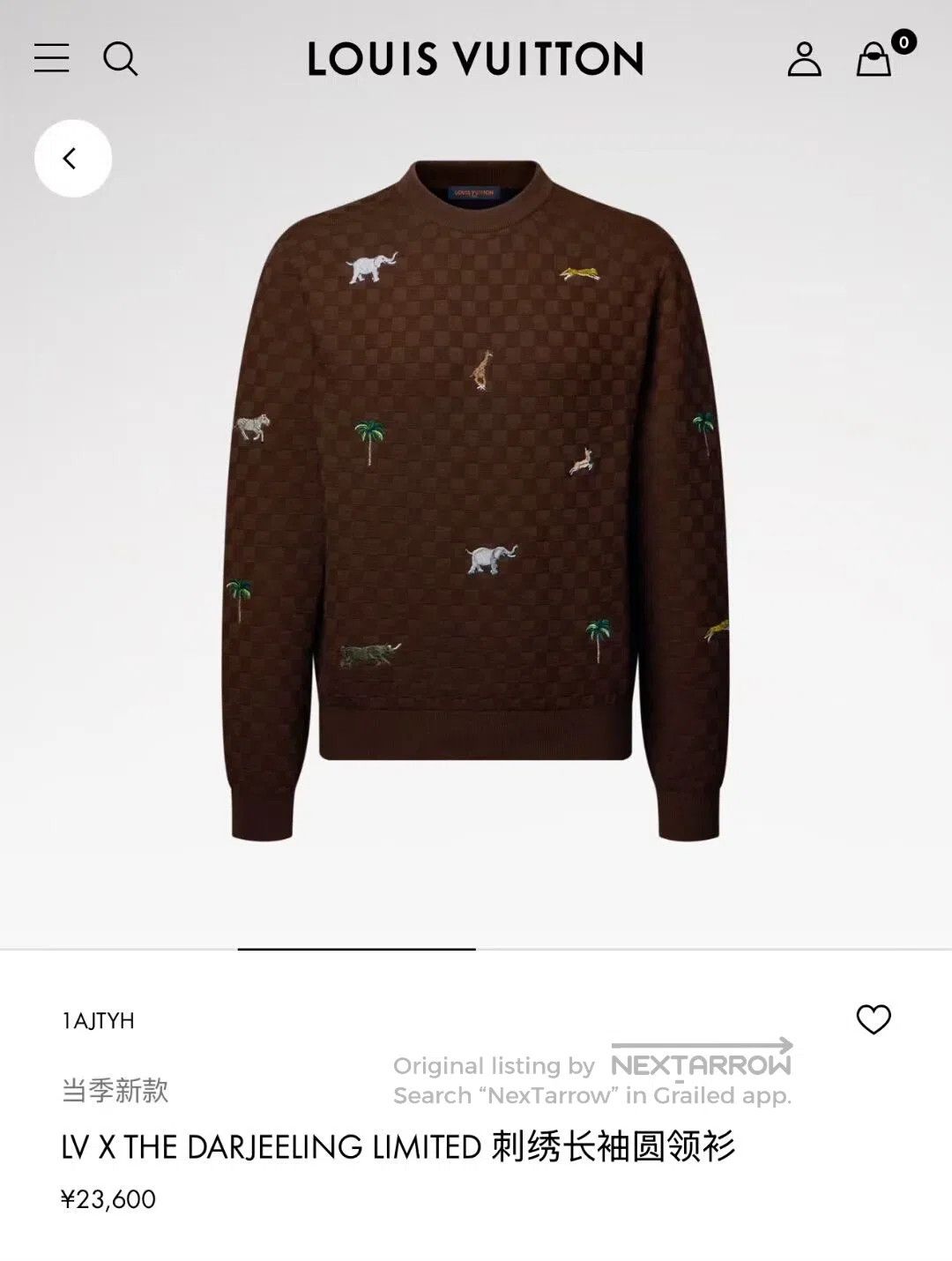 Louis Vuitton Louis Vuitton Brown Animal Embroidery Checkerboard Sweater Size S / US 4 / IT 40 - 5 Thumbnail