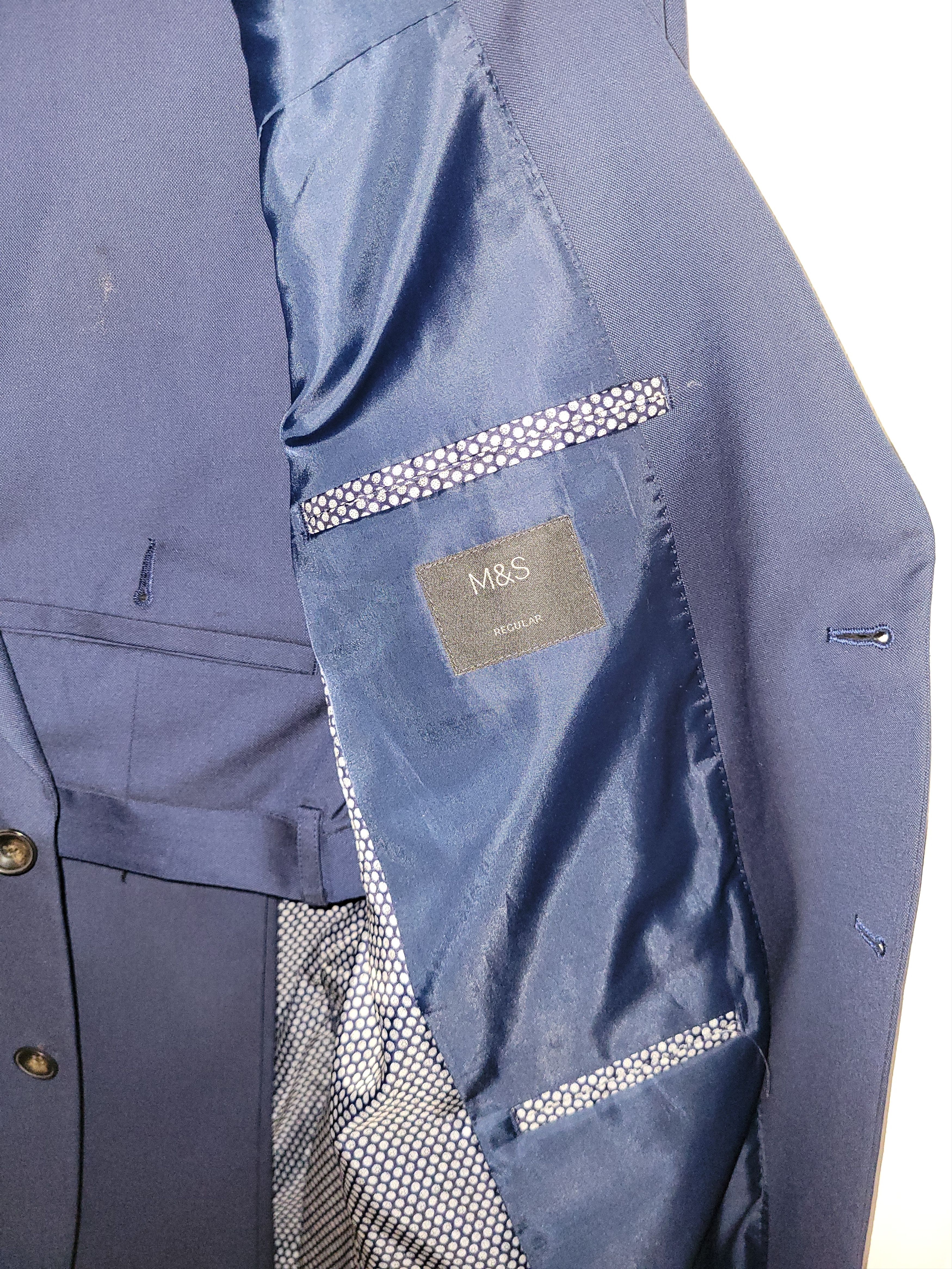 Marks & Spencer M&S Indigo Blue Suit - 40R Jacket / 34x33 Pants Size 40L - 3 Thumbnail