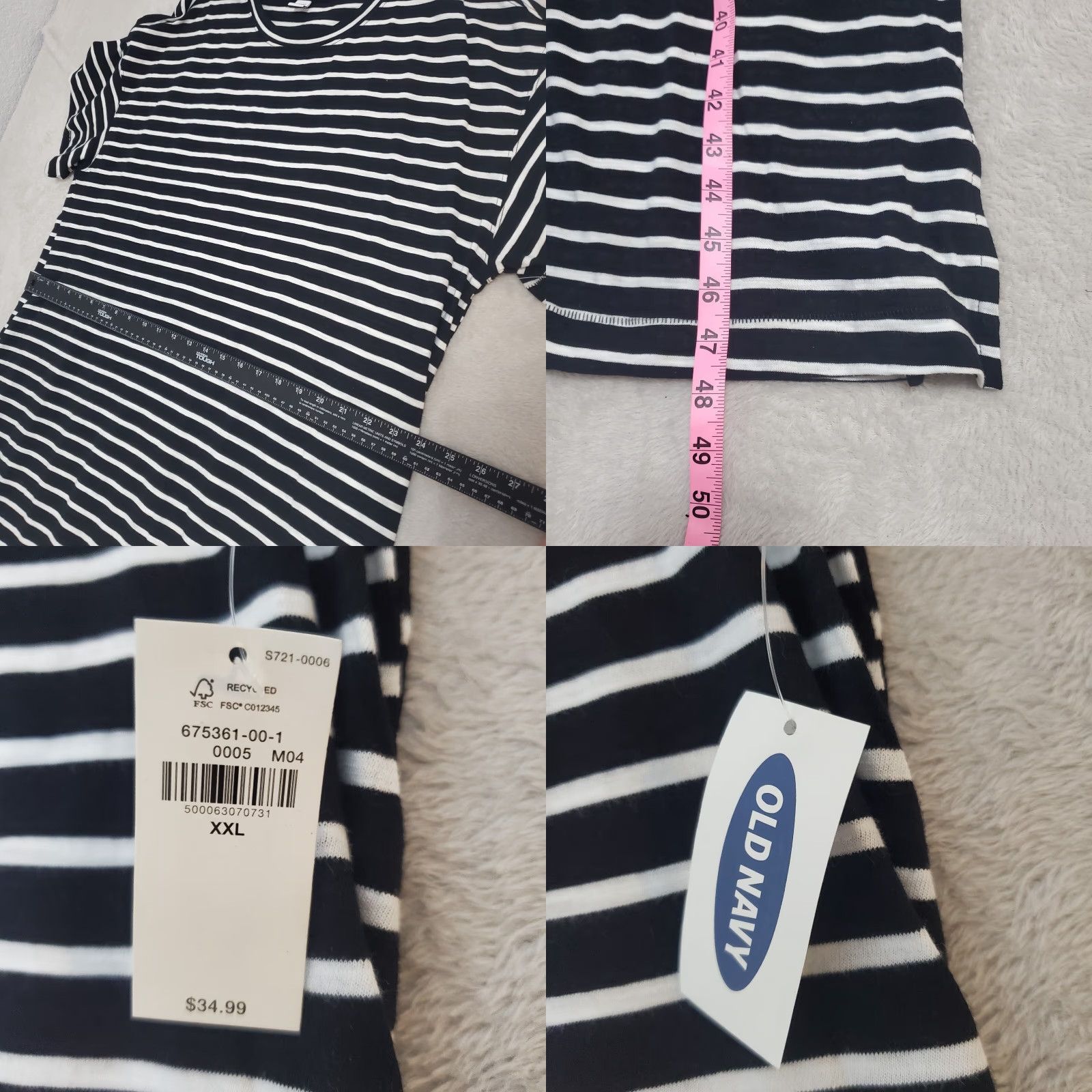 Old Navy VINTAGE Old Navy Maxi Dress Women 2XL Black White Striped Short Sleeve Cotton Nautical Casual Beach Size 40" / US 18 - 8 Thumbnail
