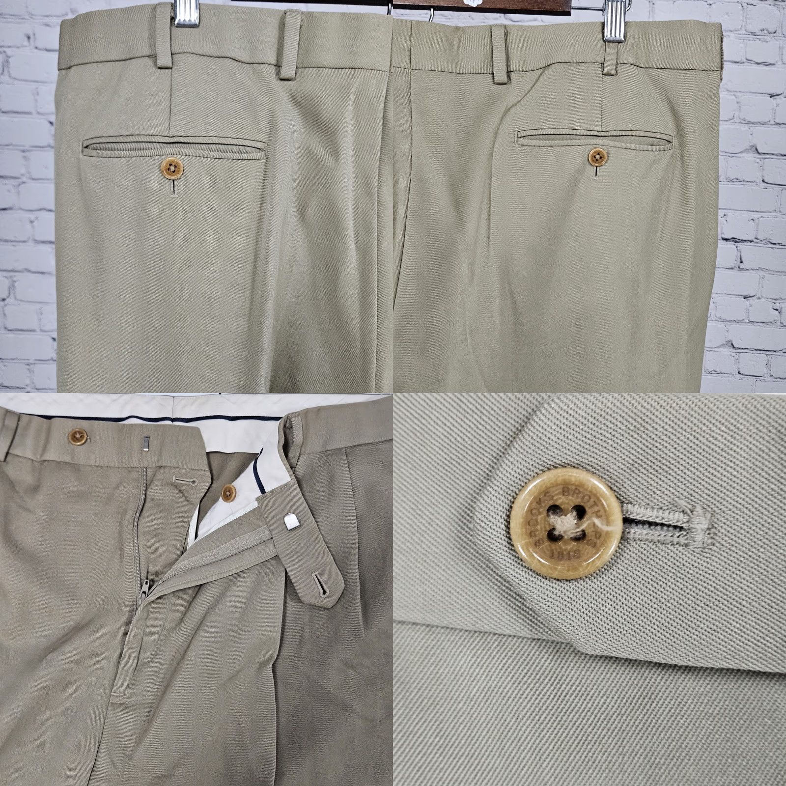 Brooks Brothers VINTAGE Brooks Brothers Dress Pants Tan 100% Wool Madison 1818 Pleated Cuffed Straight Leg 40 Men Size US 40 / EU 56 - 9 Thumbnail