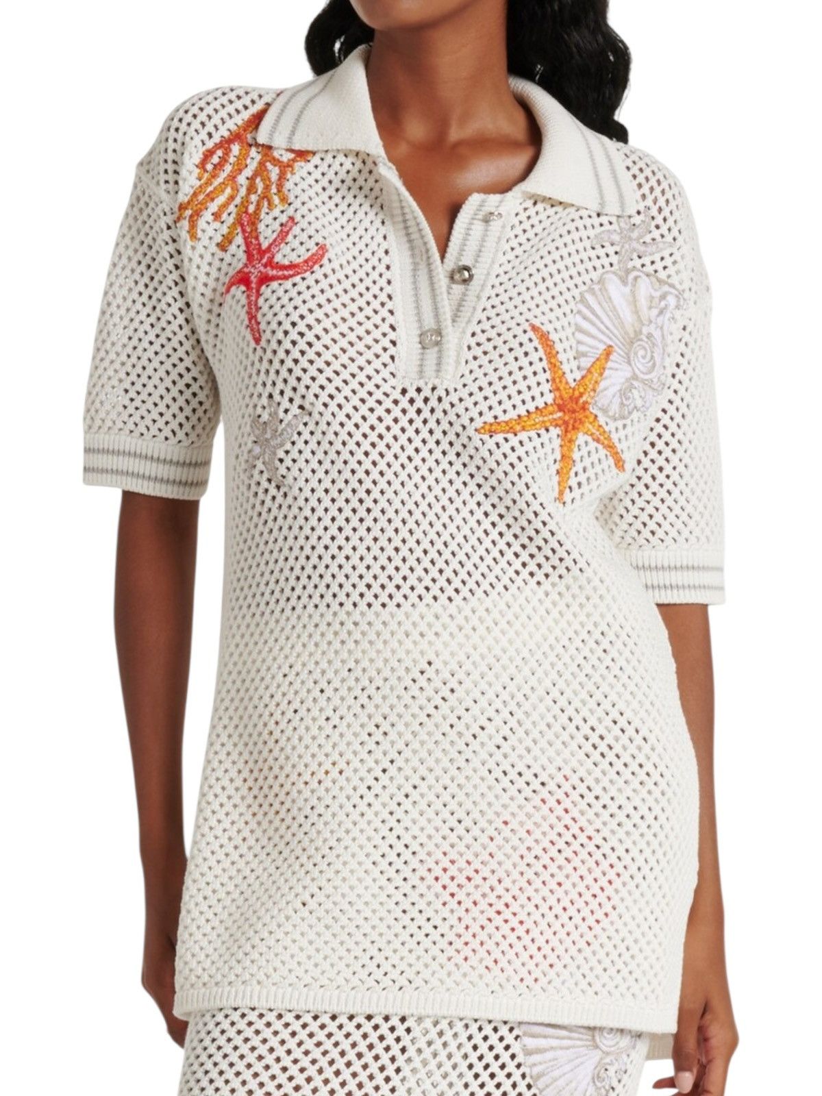Versace Versace cotton knit polo with coral embroidery Size XS / US 0-2 / IT 36-38 - 5 Thumbnail