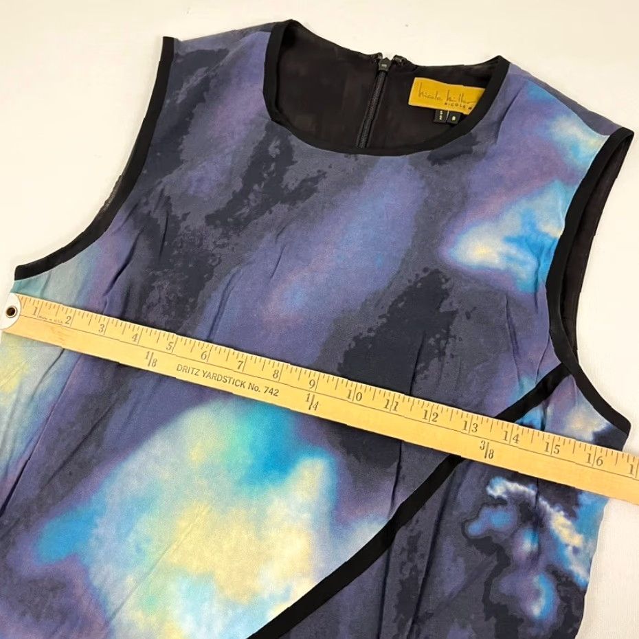Nicole Miller Nicole Miller Dress Womens Mini Size 8 Multicolor Watercolor Silk Viscose Zip Zipper Geometric Pattern Sleeveless Crew Neck Short Dress Size M / US 6-8 / IT 42-44 - 4 Thumbnail