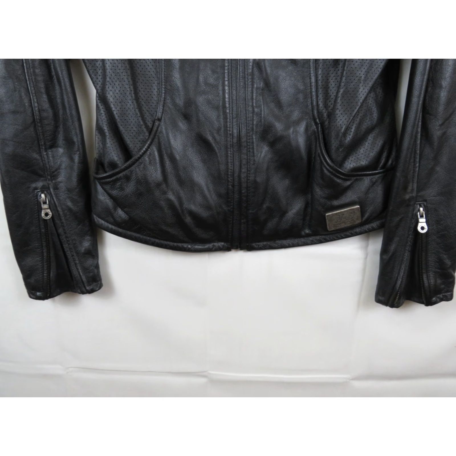 Harley Davidson VINTAGE Harley-Davidson Motorcycle Jacket Black Leather Sz M Mens Regular Zip Belted USA Size US M / EU 48-50 / 2 - 2 Thumbnail