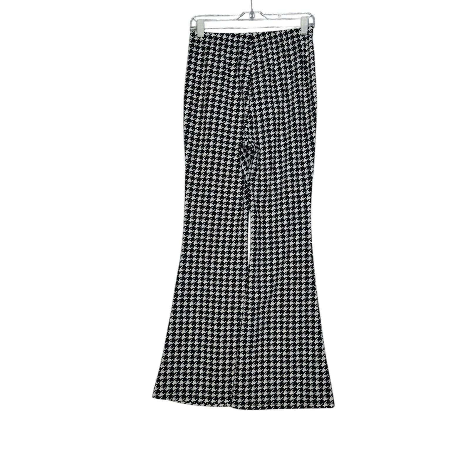 Shein SHEIN black white houndstooth flare pull on pants size M Size 28" / US 6 / IT 42 - 6 Thumbnail