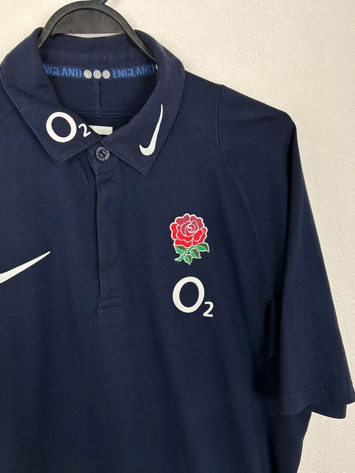 Nike 00s Vintage Nike England Rugby Cotton Polo Shirt In Blue Size US L / EU 52-54 / 3 - 2 Thumbnail