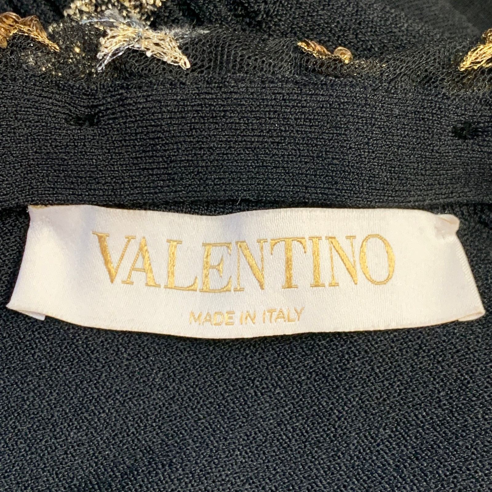 Valentino M Black Gold Viscose Blend Stars Applique Short Sleeve Dress Size M / US 6-8 / IT 42-44 - 6 Thumbnail