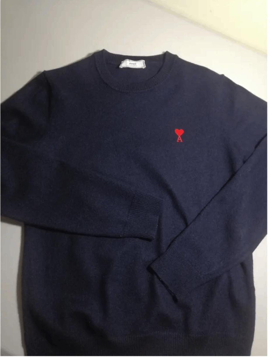 image of Ami Wool Pull in Navy, Men's (Size XS)