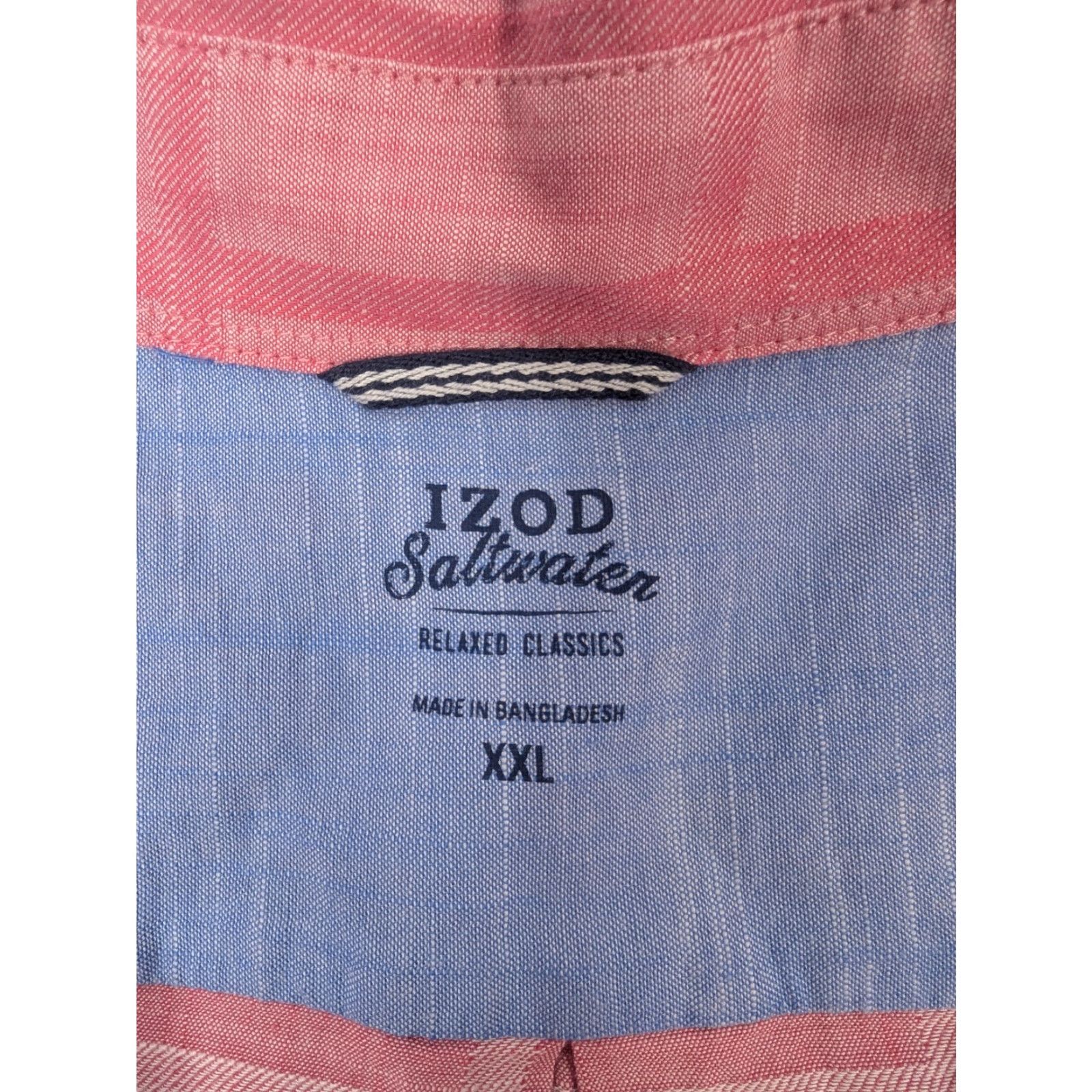 Izod Izod Saltwater Mens 2XL Pink Plaid Short Sleeve Button Relaxed Shirt Casual Beach Vacations Mens clothing Size US XXL / EU 58 / 5 - 7 Thumbnail