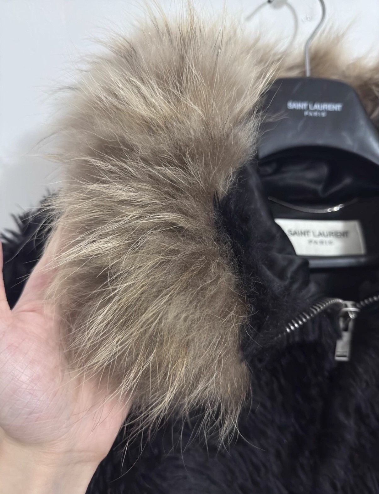 Saint Laurent Paris SLP) 18FW Runway Raccoon Fur Collar Zip-Up Hooded Fur Coat Size US M / EU 48-50 / 2 - 4 Thumbnail