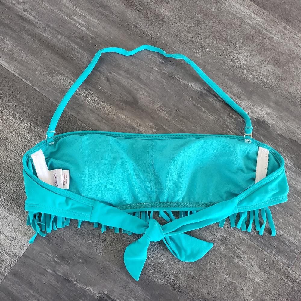 Designer Turquoise Fringed Candie's Bandeau Bikini Top Size ONE SIZE - 2 Thumbnail