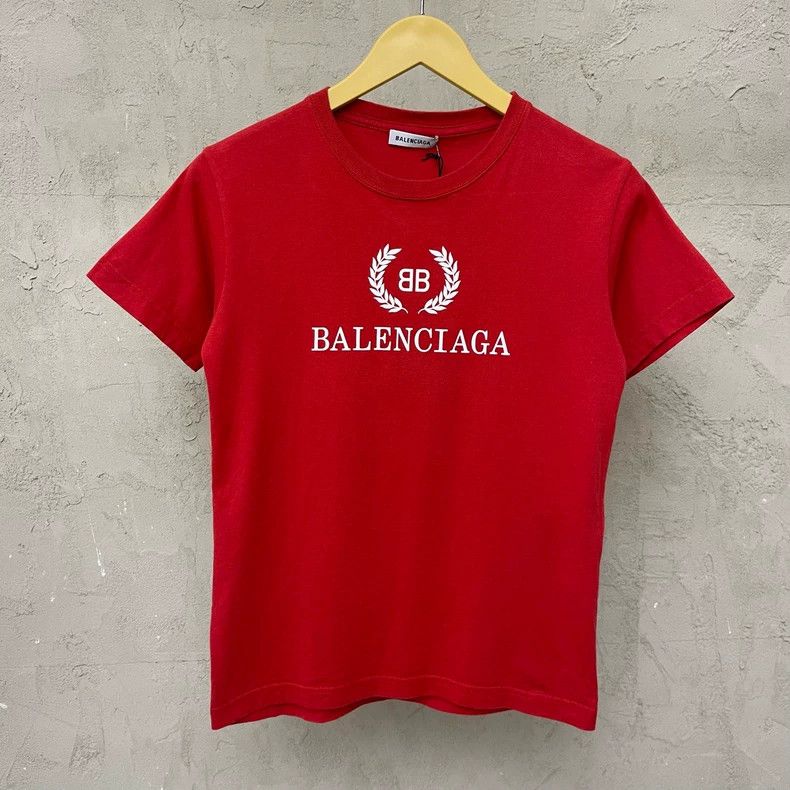 Balenciaga Balenciaga Retro Red Wheat Spike Double BLogo Short Sleeve Size US S / EU 44-46 / 1 - 2 Thumbnail