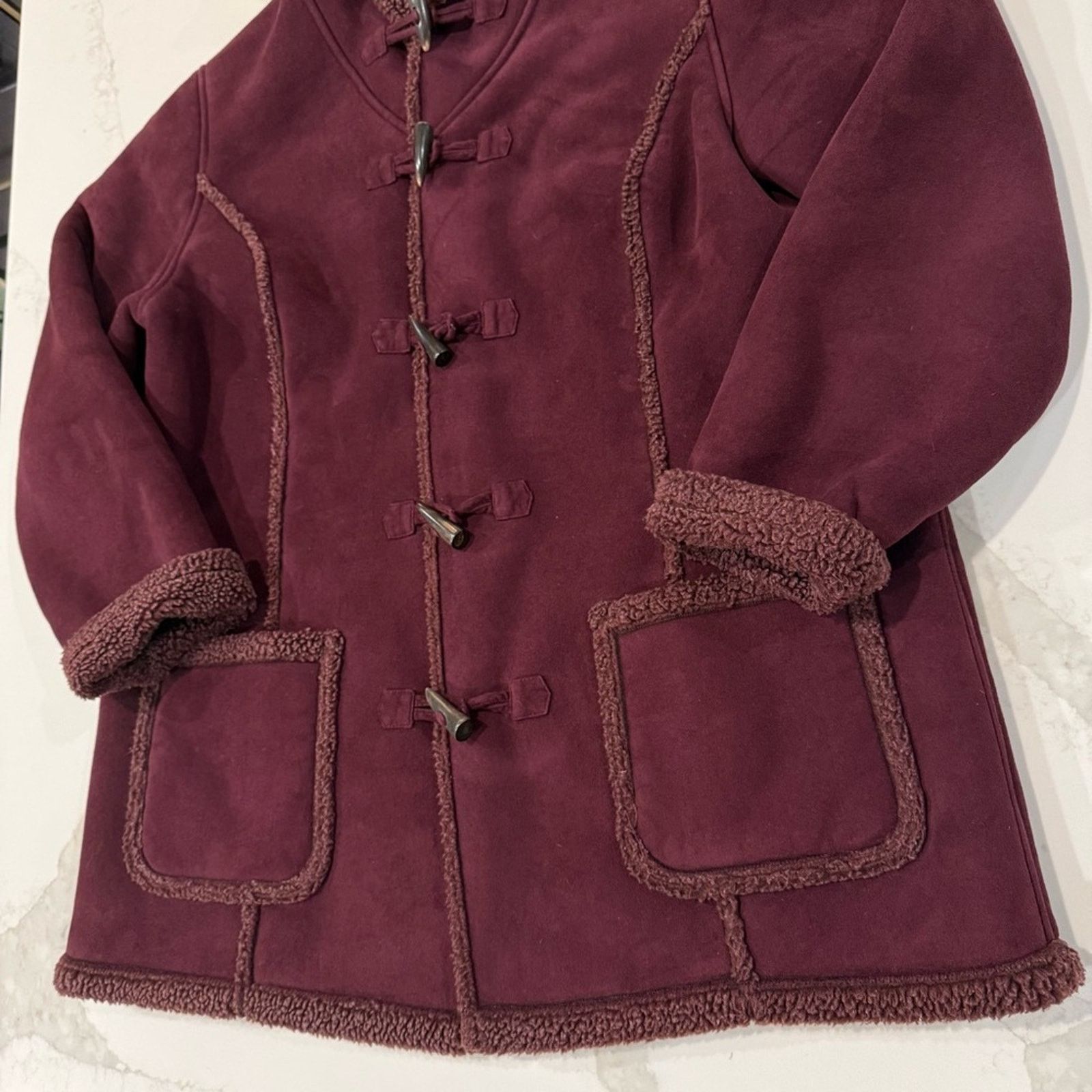 L.L. Bean L.L. Bean FauxSuede Shearling Sherpa Lined Coat Womens Large Size L / US 10 / IT 46 - 2 Thumbnail