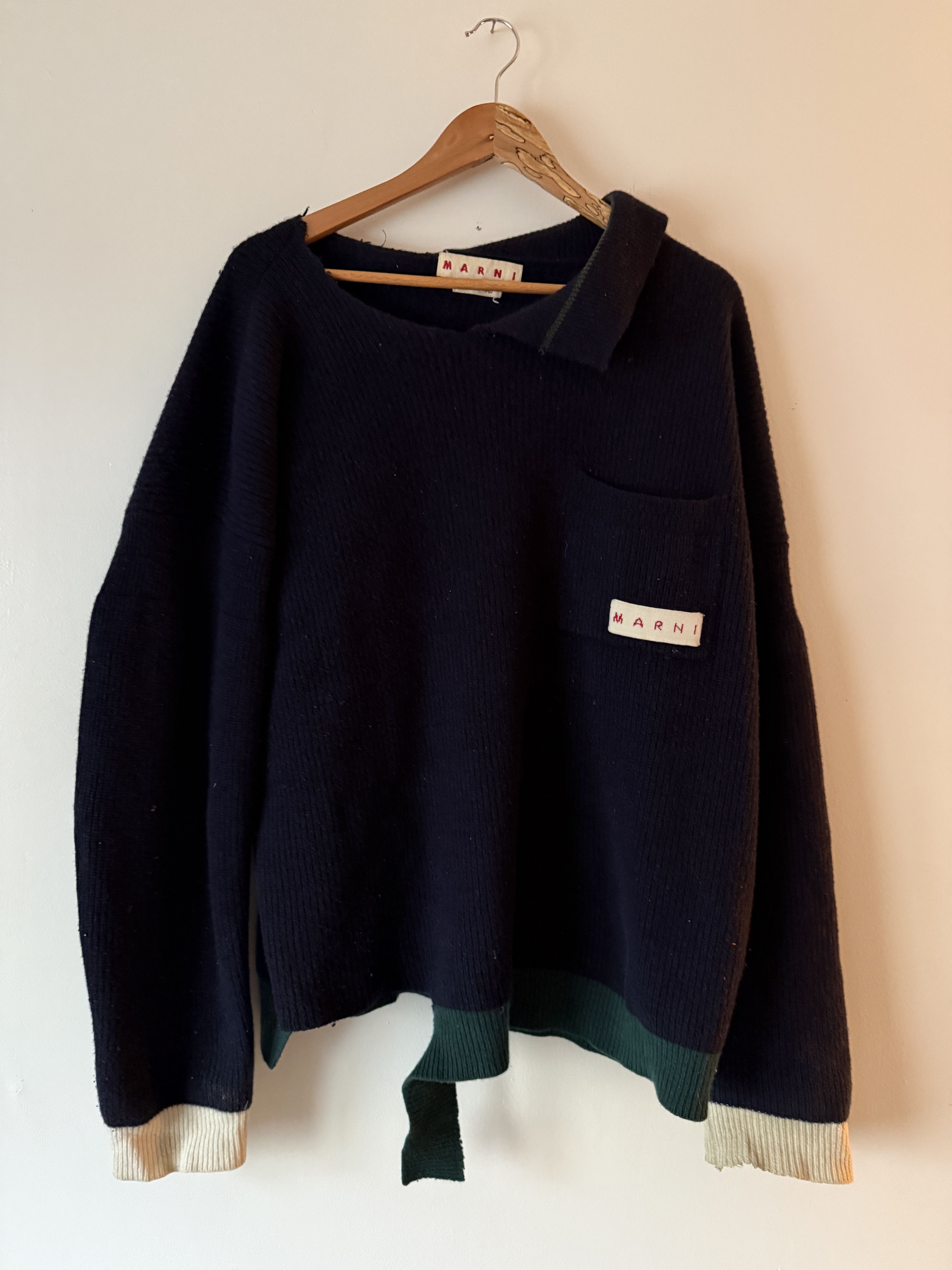 Marni Marni Asymmetrical Deconstructed Knit Sweater Size US L / EU 52-54 / 3 - 1 Thumbnail