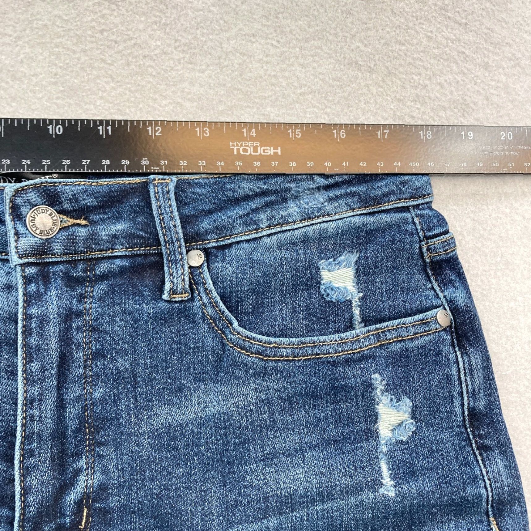 Denime Judy Blue Jeans Women's 16W Skinny Fit Dark Wash Blue Stretch Denim Distressed Jeans Size 25" / US 0 / IT 36 - 6 Thumbnail