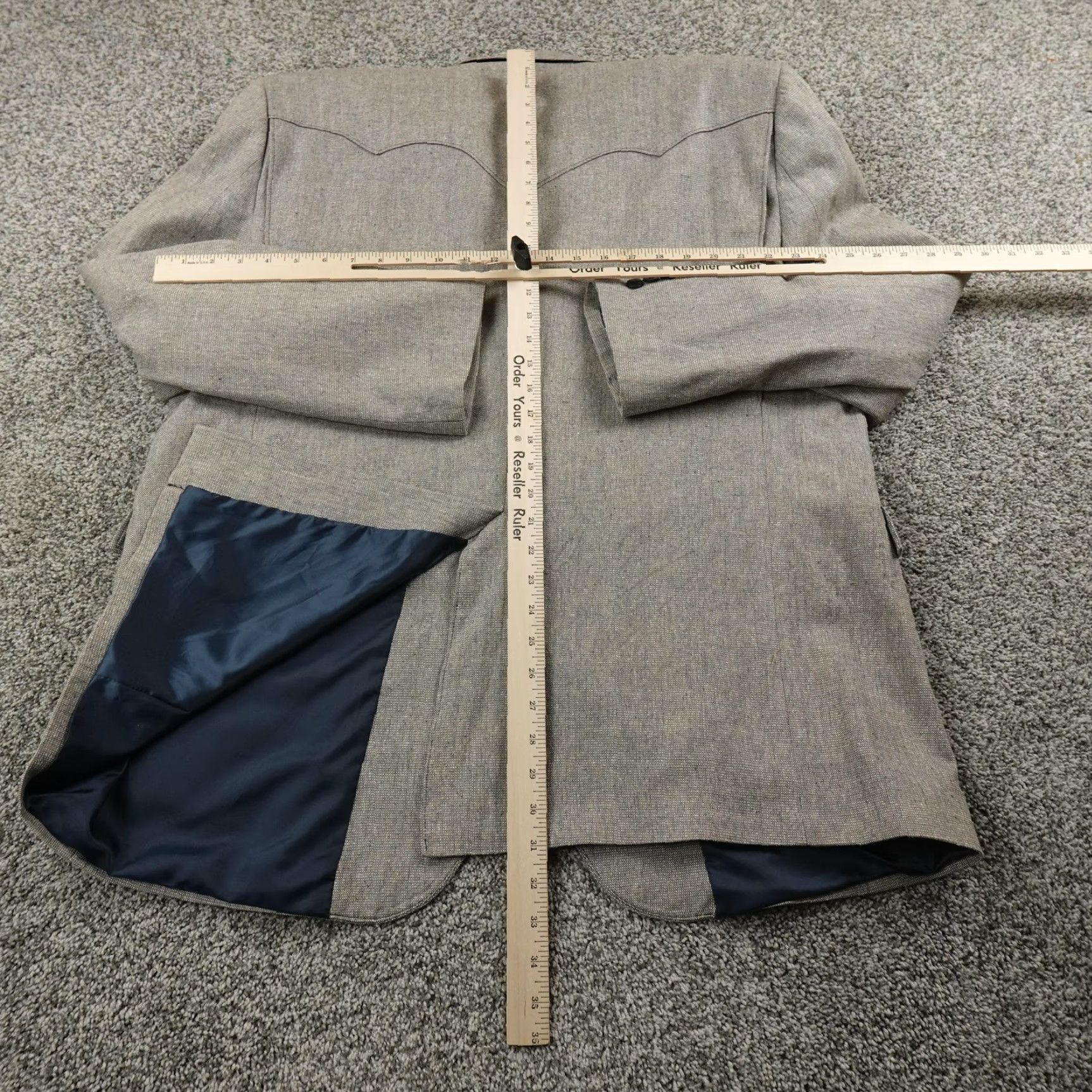 Vintage VINTAGE Circle S Suit 2 Piece Mens Gray Silk Western Jacket Trouser Pants 50L 32X33 Big & Tall Size 50R - 6 Thumbnail