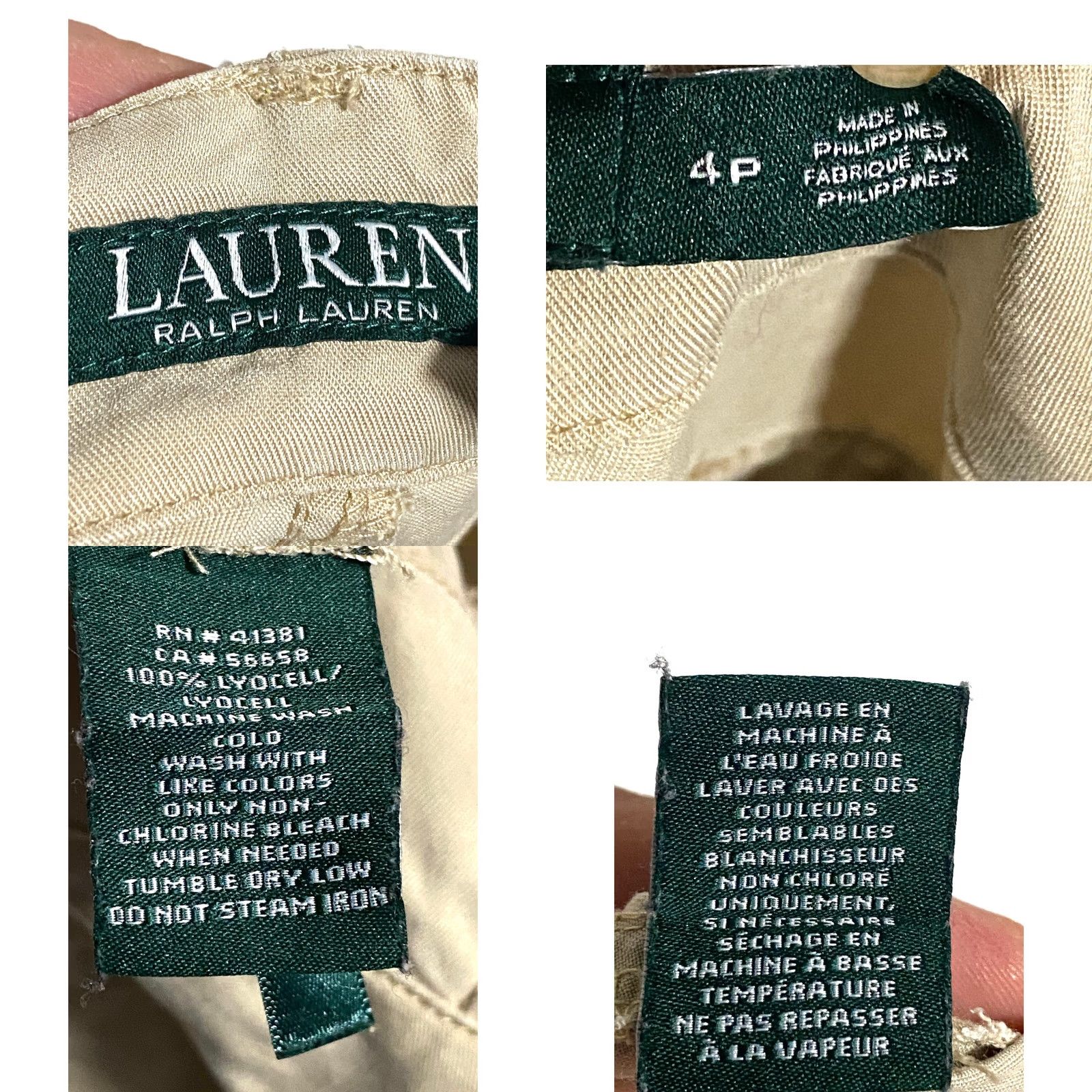 Ralph Lauren Lauren Ralph Lauren Cargo Pants Khakis Women 4P Ruched Ankle Ties Utility Safari Pants Casual Travel Beige Lyocell Pockets 4 Petite Womens Size 27" / US 4 / IT 40 - 8 Thumbnail