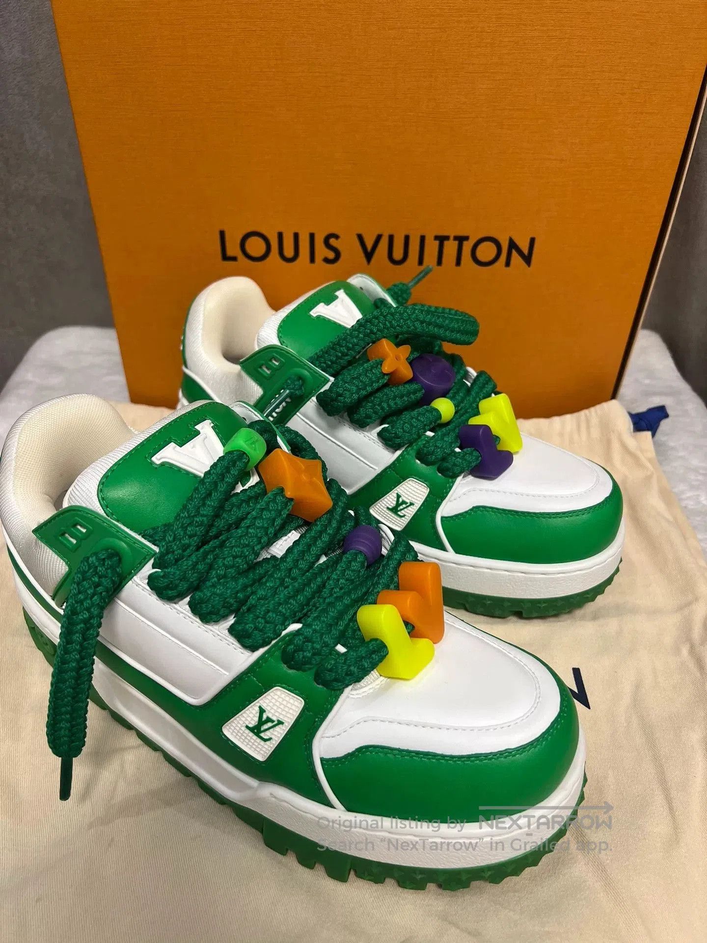 Louis Vuitton Louis Vuitton Trainer Max White Green. Size US 7.5 / EU 40-41 - 3 Thumbnail