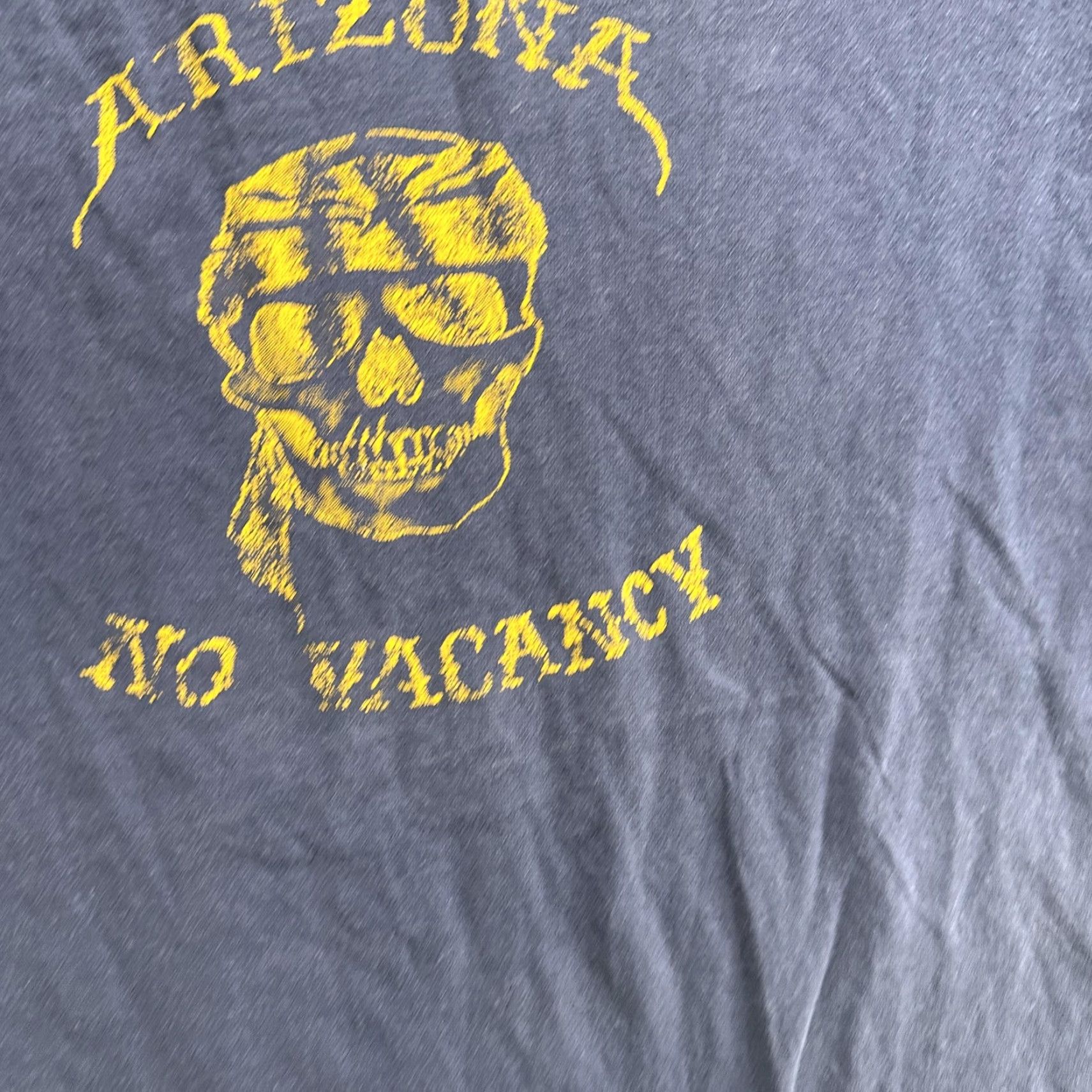 Fruit Of The Loom VINTAGE Arizona No Vacancy T-Shirt Mens Medium Blue Skull Graphic 90s Biker Retro Size US M / EU 48-50 / 2 - 6 Thumbnail