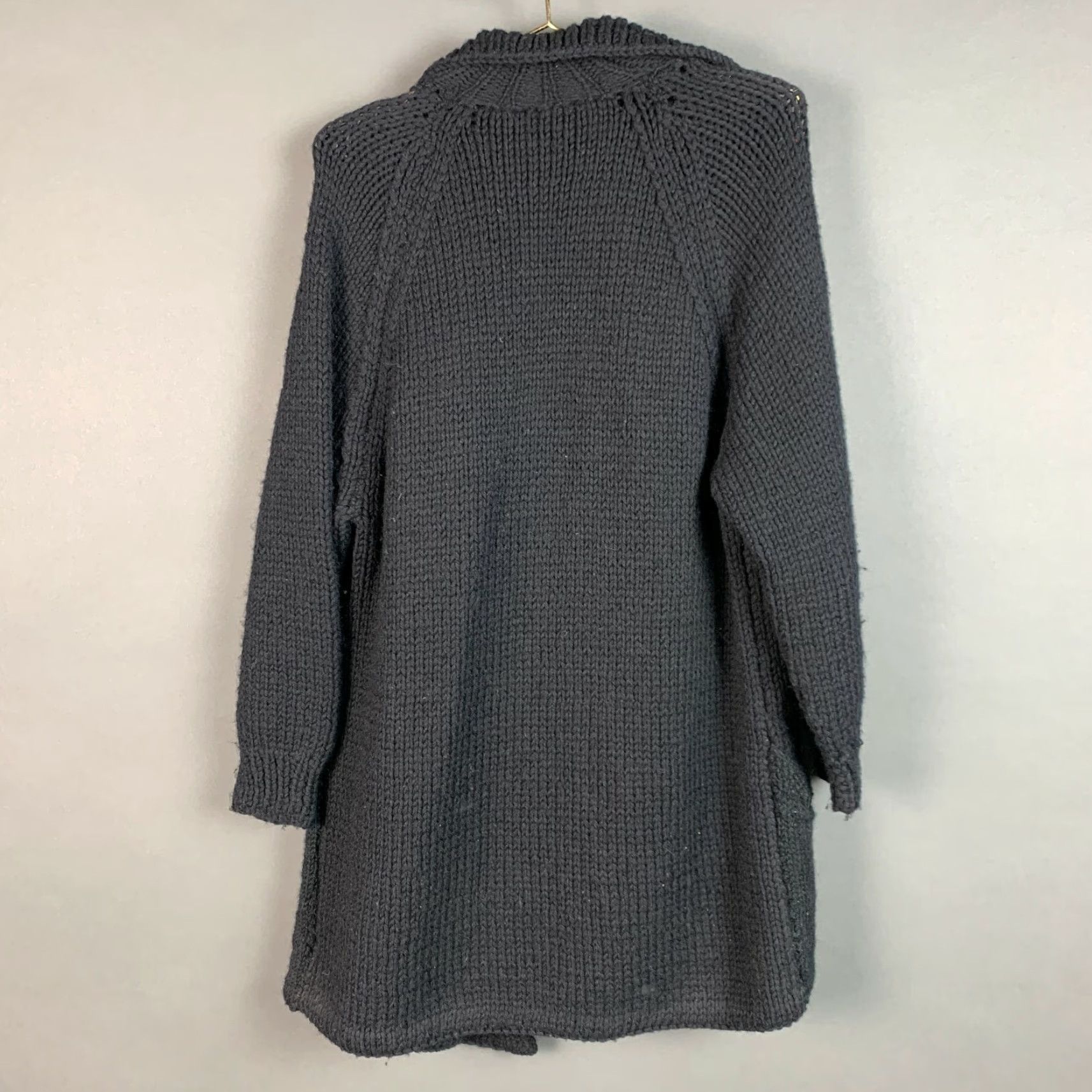 Vintage VINTAGE Handmade Black Chunky Flyaway Cardigan Large XL Regular Adult Womens? Size L / US 10 / IT 46 - 3 Thumbnail