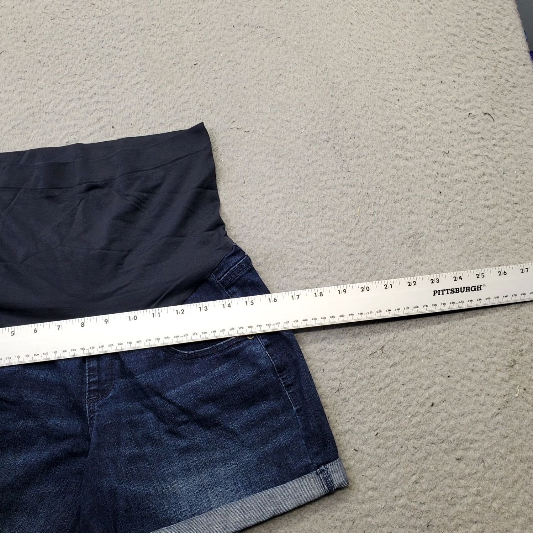 Vintage A Glow Womens 6 Blue Denim Stretch Boyfriend Shorts - Maternity, Cargo/Cuffed, 4.5" Inseam, Flat Front, 5-Pocket, Regular Fit, Casual Summer Shorts Size 28" / US 6 / IT 42 - 4 Thumbnail
