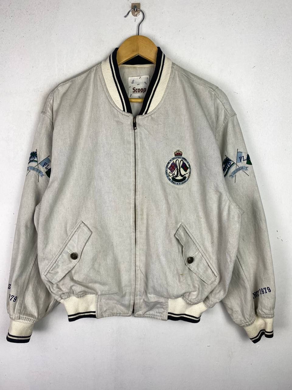 image of s Denim Bomber Jacket Nice Design in Light Blue, Men's (Size Medium)