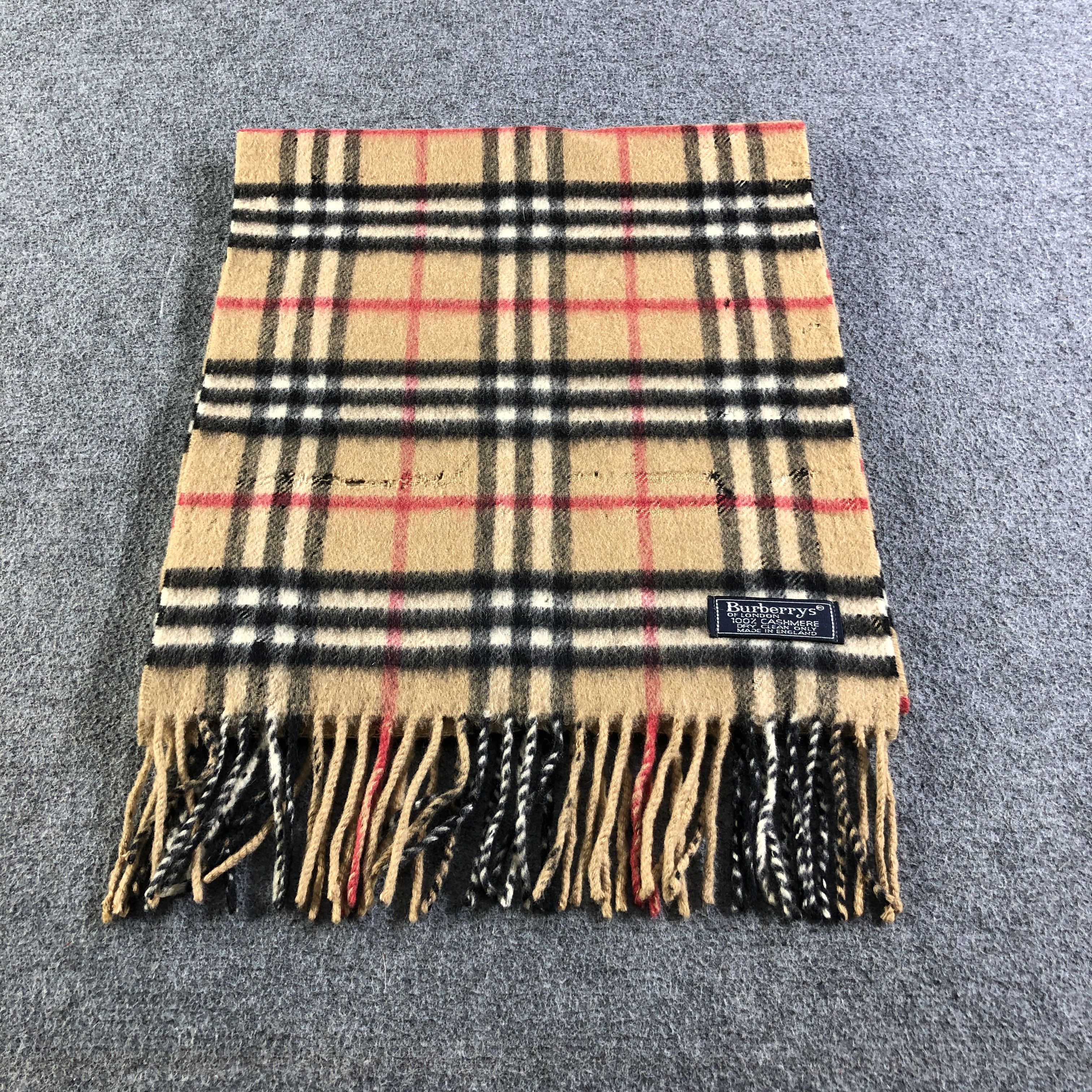 Burberry Burberrys Nova Check Tan Cashmere Scarf Muffler V2615 Size ONE SIZE - 2 Thumbnail