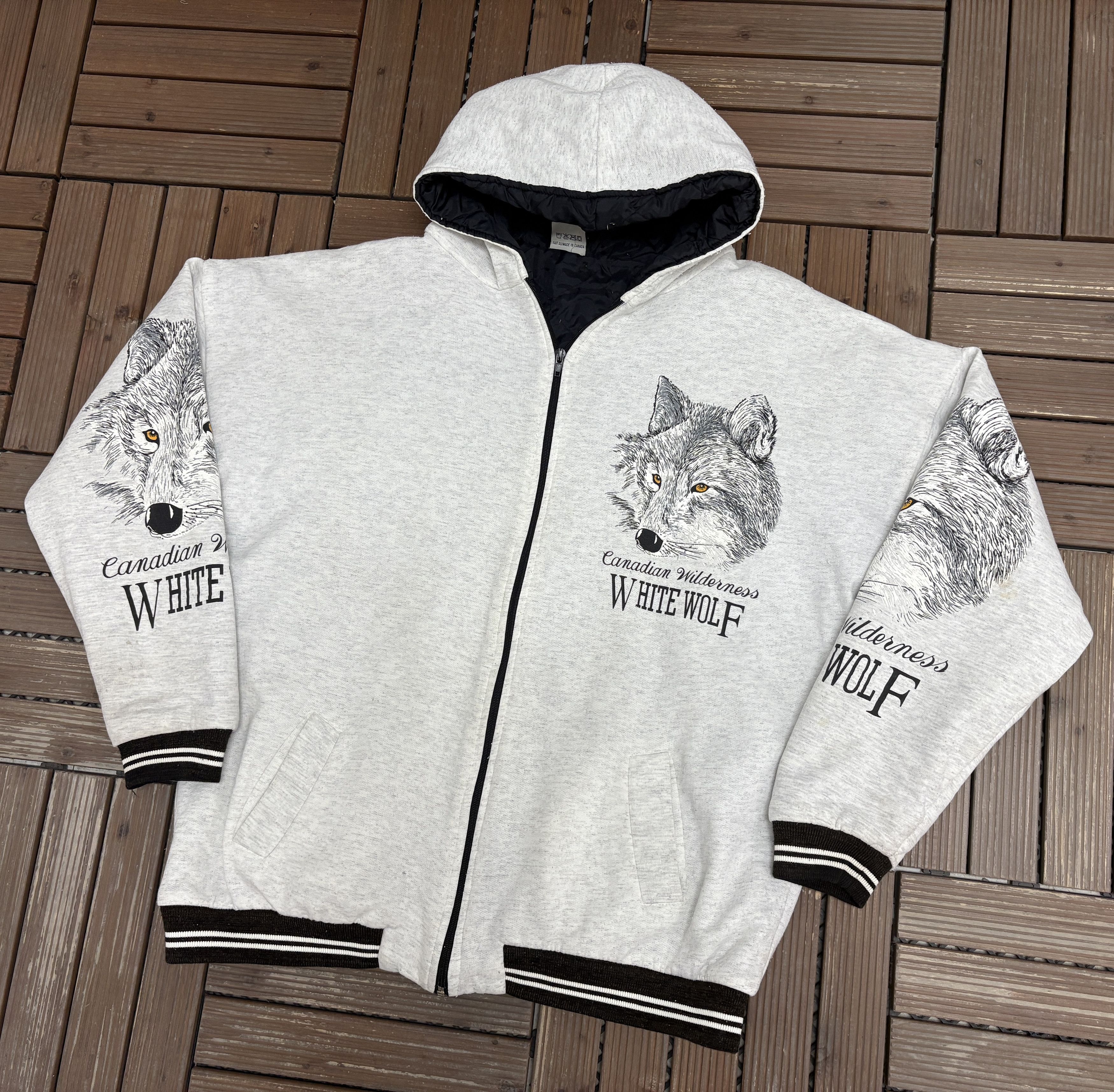 Vintage Canadian WIlderness White Wolf Vintage Grey Hoodie Size US XXL / EU 58 / 5 - 3 Thumbnail